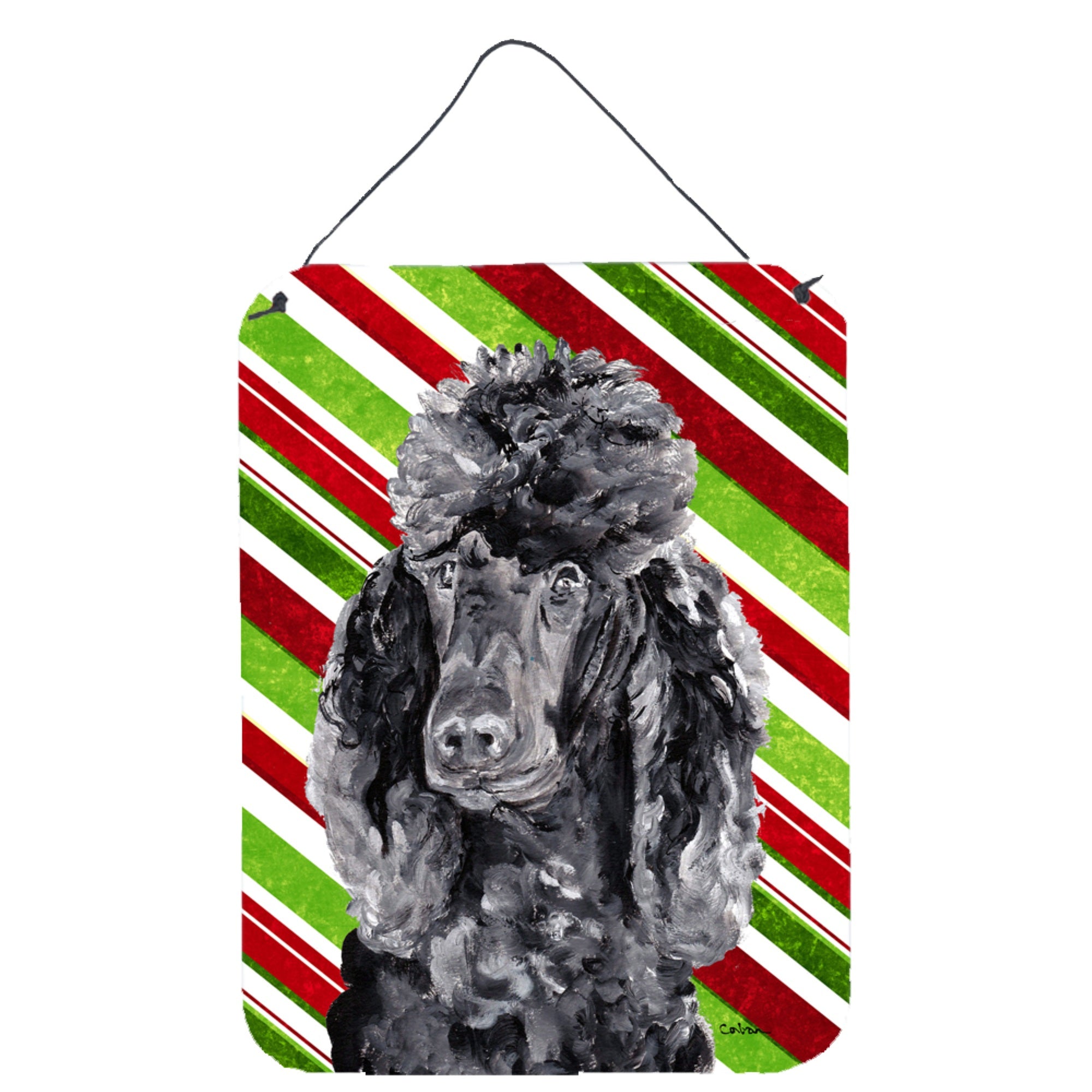 'Caroline'S Treasures Black Standard Poodle Candy Cane Christmas Wall Or Door Hanging Prints, 16'''' X 12''''''