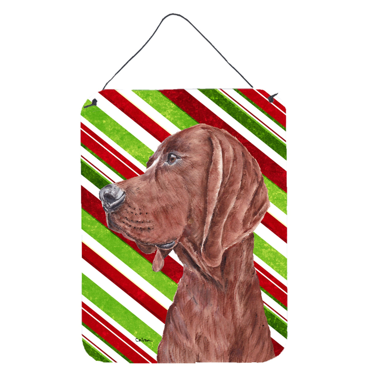 'Caroline'S Treasures Redbone Coonhound Candy Cane Christmas Wall Or Door Hanging Prints, 16'''' X 12''''''