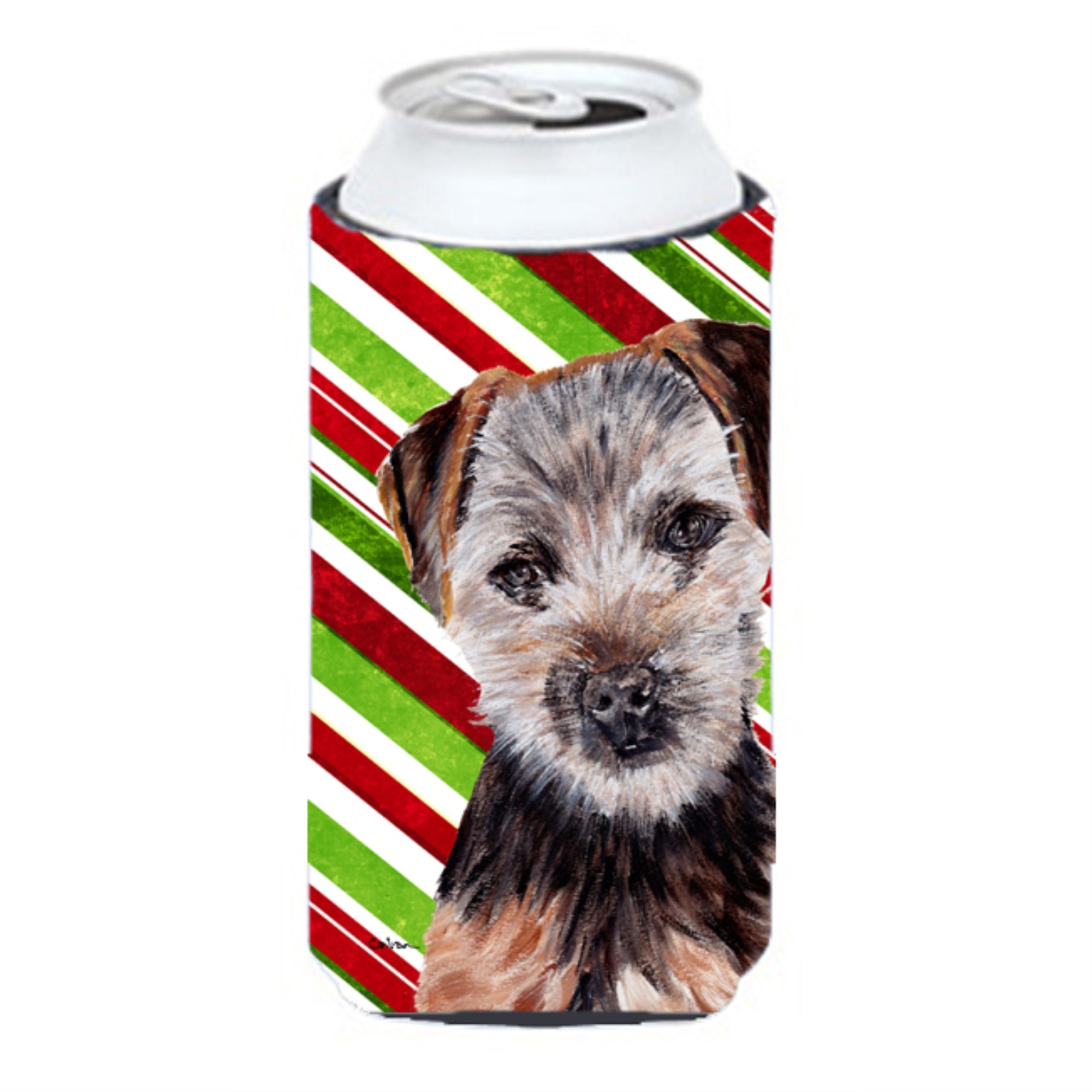Norfolk Terrier Puppy Candy Cane Christmas Tall Boy Beverage Insulator Hugger SC9807TBC