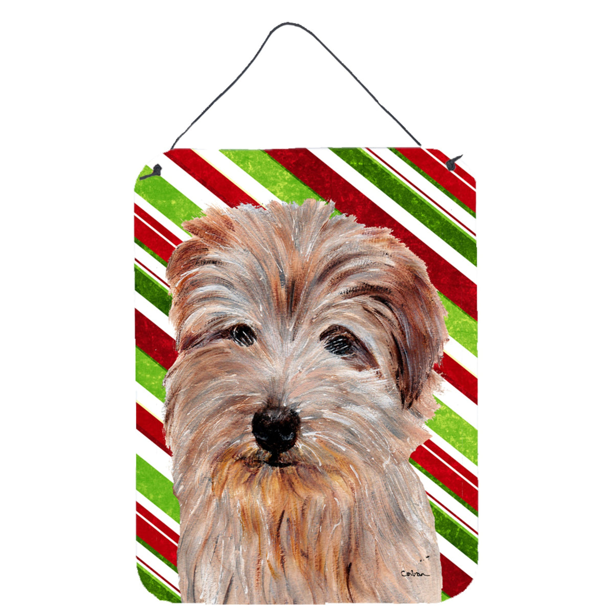 'Caroline'S Treasures Norfolk Terrier Candy Cane Christmas Wall Or Door Hanging Prints, 16'''' X 12''''''