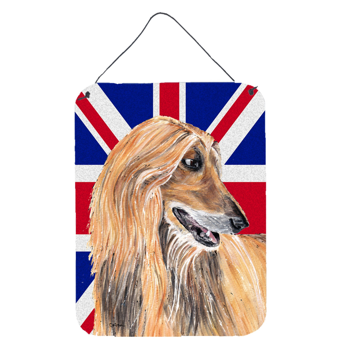 'Caroline'S Treasures Afghan Hound With English Union Jack British Flag Wall Or Door Hanging Prints, 16'''' X 12''''''