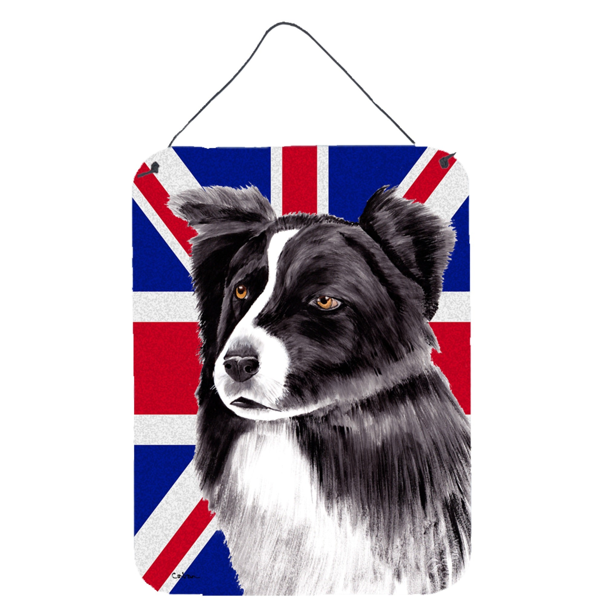 'Caroline'S Treasures Border Collie With English Union Jack British Flag Wall Or Door Hanging Prints, 16'''' X 12''''''