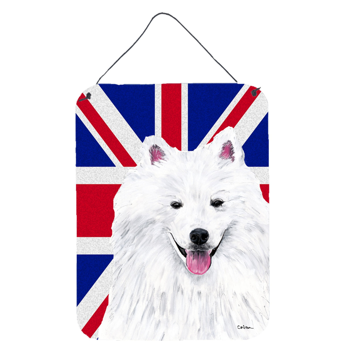 'Caroline'S Treasures American Eskimo With English Union Jack British Flag Wall Or Door Hanging Prints, 16'''' X 12''''''