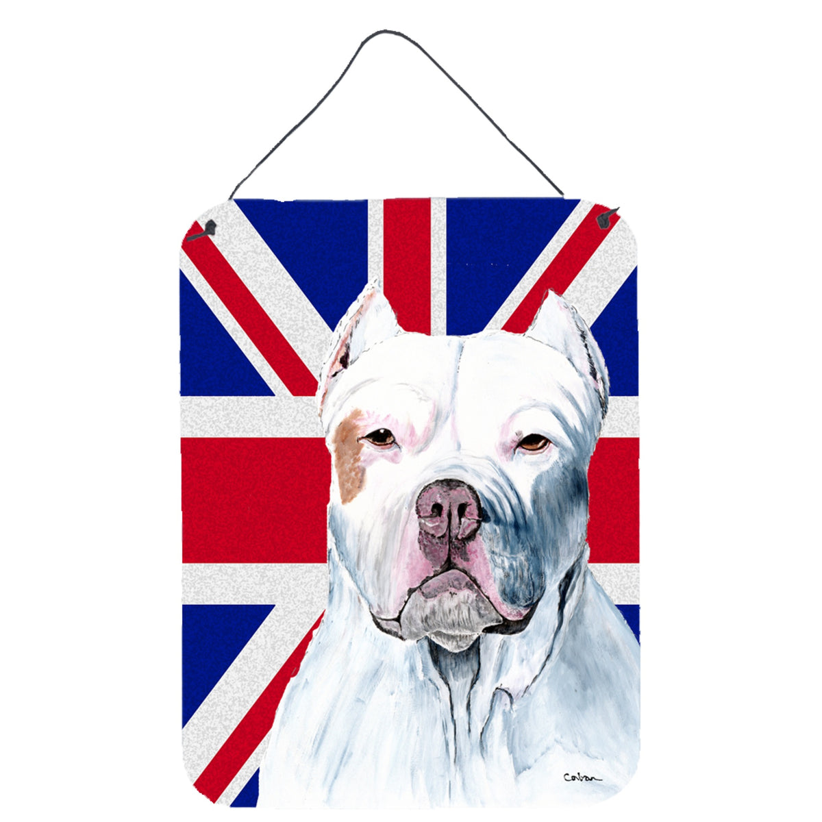 'Caroline'S Treasures Pit Bull With English Union Jack British Flag Wall Or Door Hanging Prints, 16'''' X 12''''''