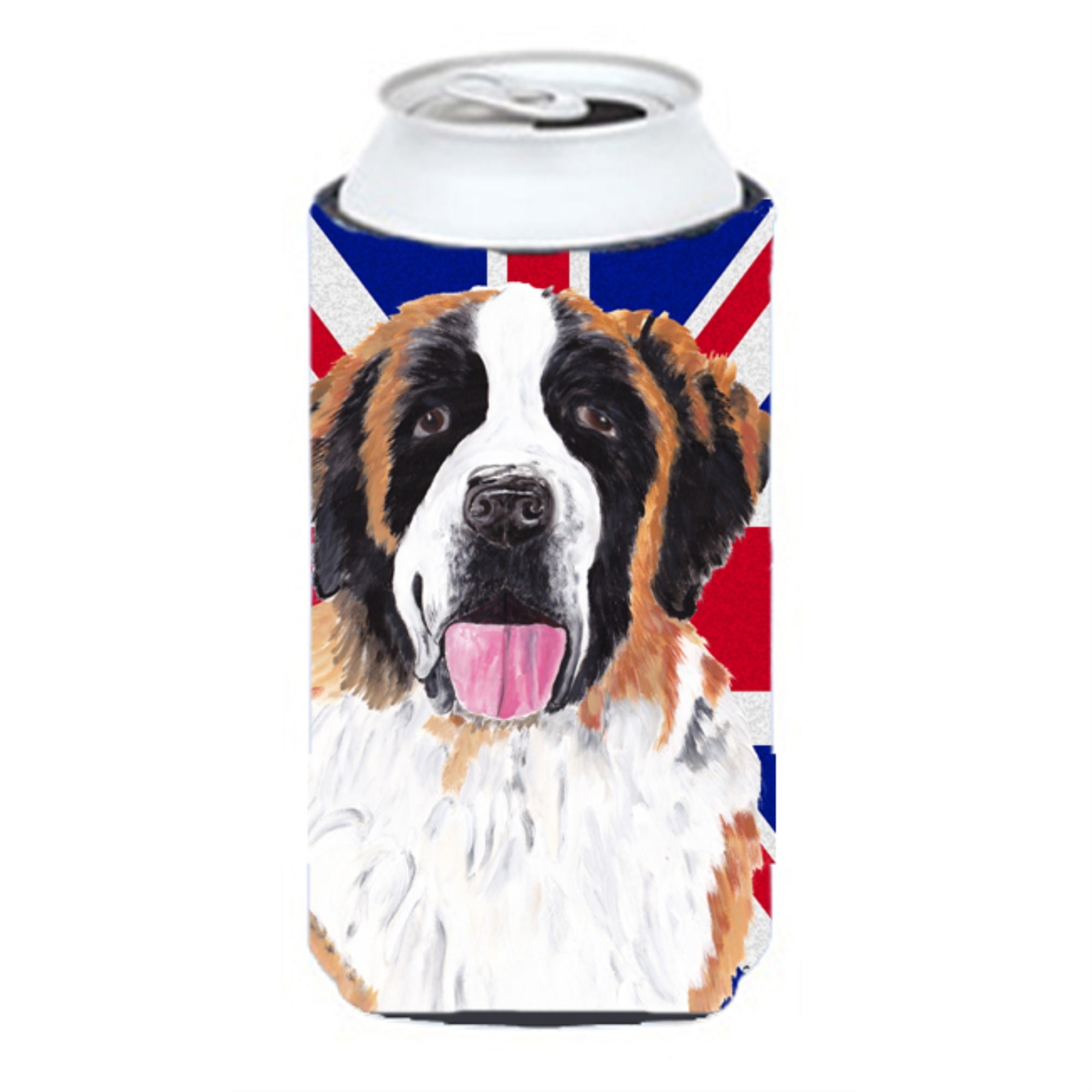 Saint Bernard with English Union Jack British Flag Tall Boy Beverage Insulator Hugger SC9839TBC