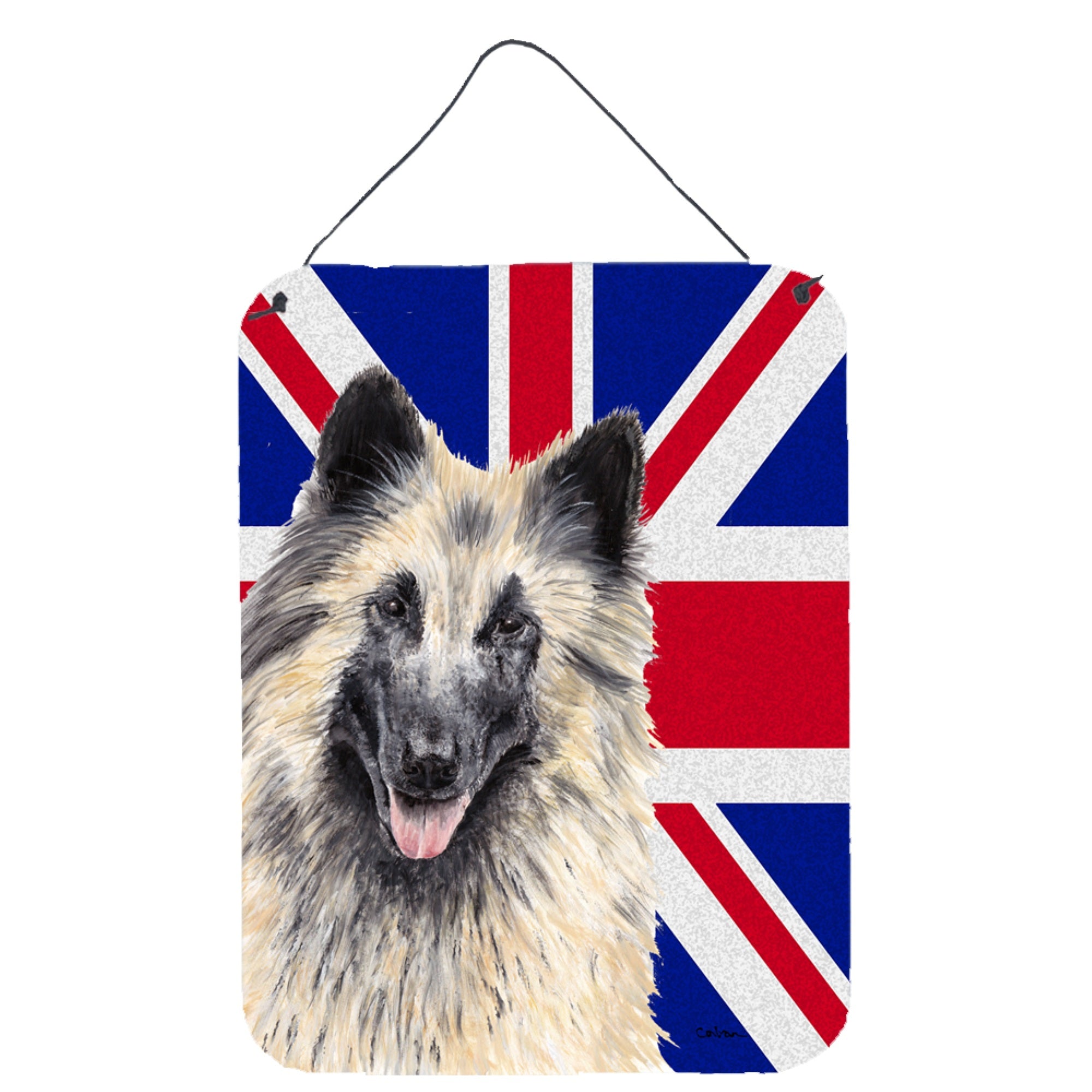 'Caroline'S Treasures Belgian Tervuren With English Union Jack British Flag Wall Or Door Hanging Prints, 16'''' X 12''''''