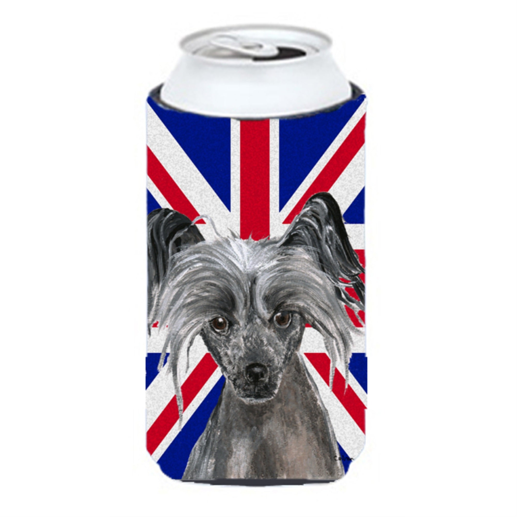 Chinese Crested With English Union Jack British Flag Tall Boy Beverage Insulator Hugger Sc9857Tbc