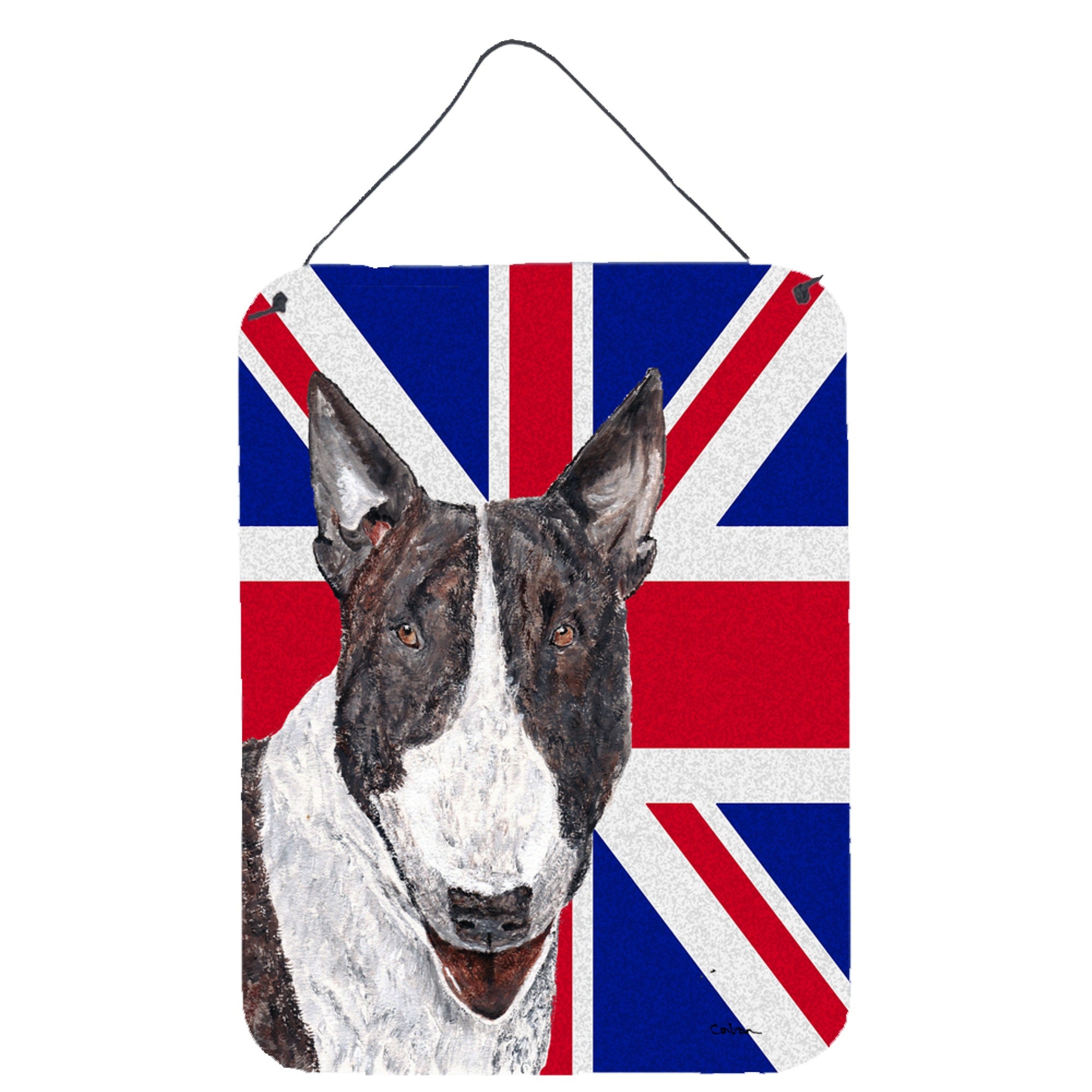 'Caroline'S Treasures Bull Terrier With Engish Union Jack British Flag Wall Or Door Hanging Prints, 16'''' X 12''''''