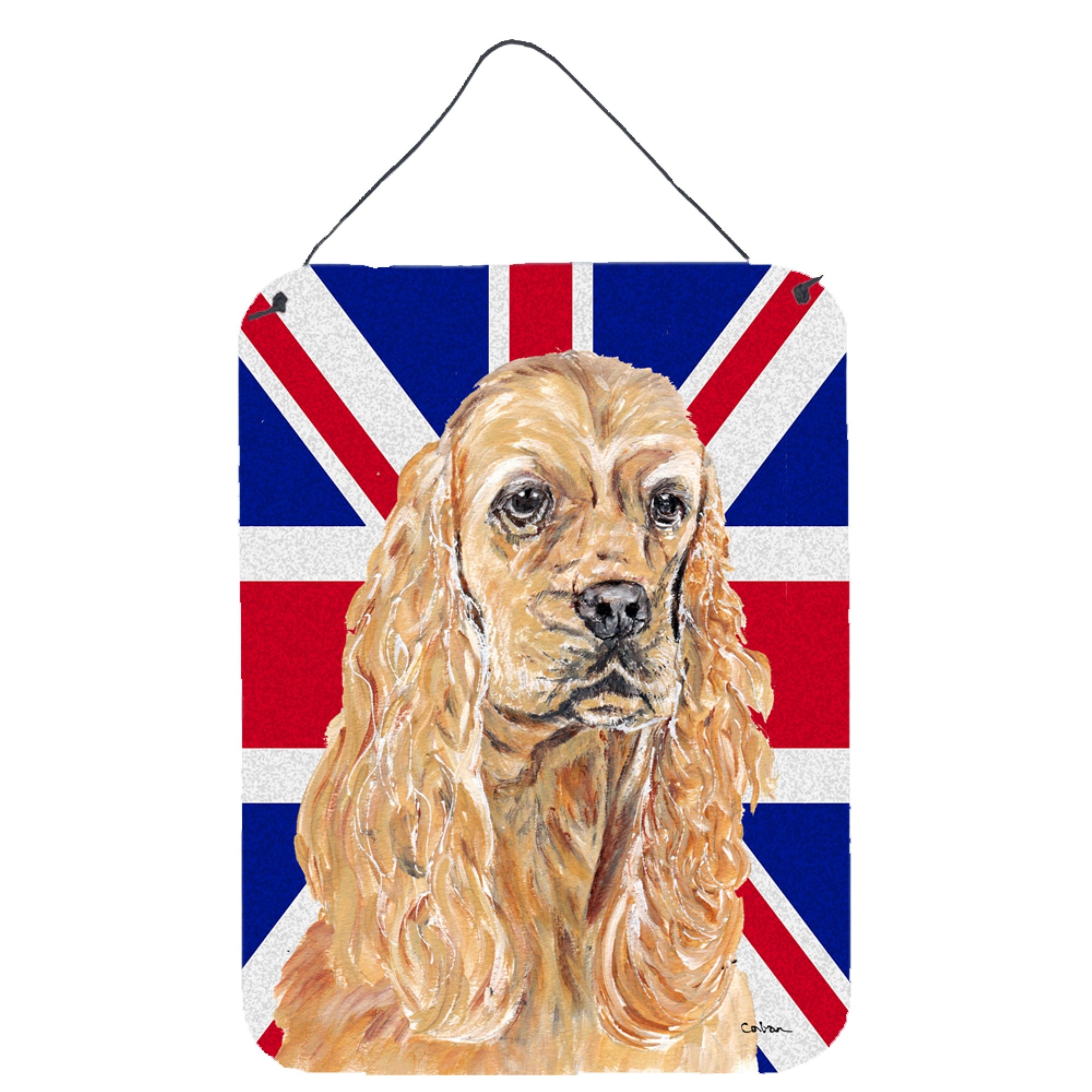 'Caroline'S Treasures Buff Cocker Spaniel With Engish Union Jack British Flag Wall Or Door Hanging Prints, 16'''' X 12''''''