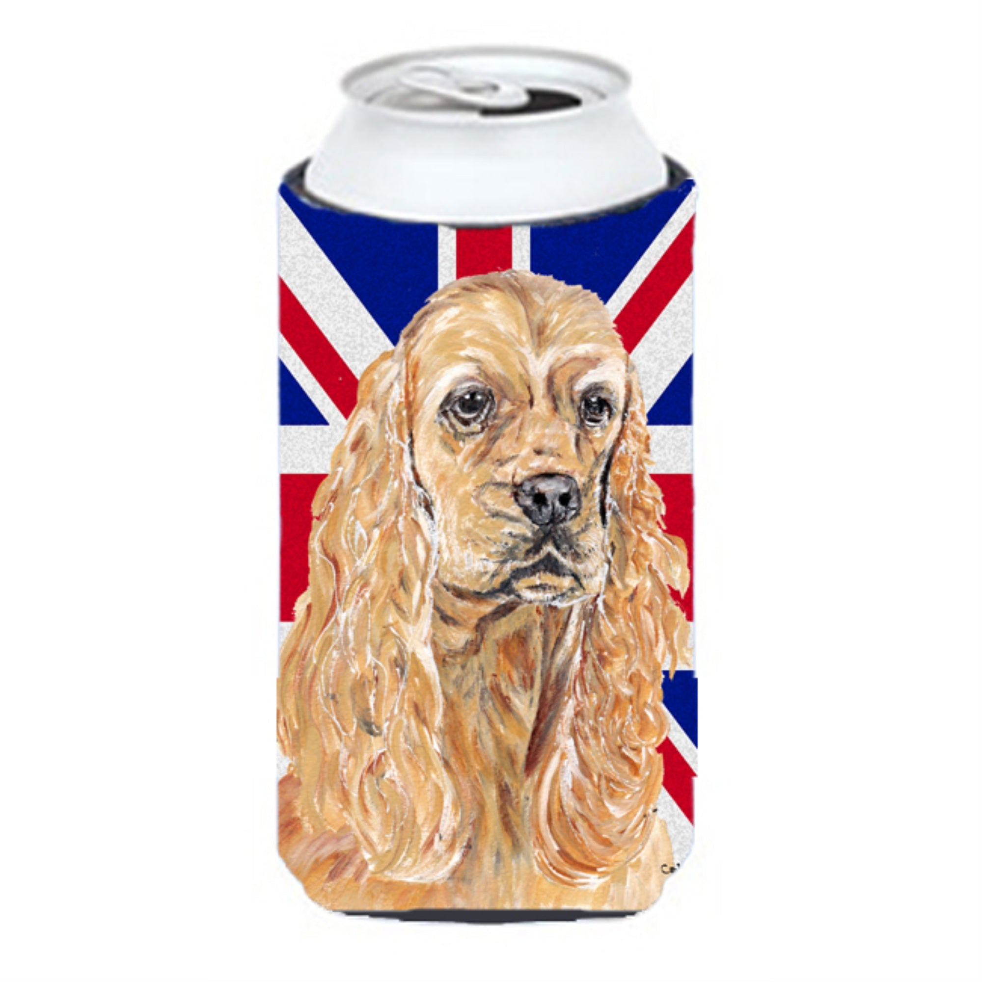 Buff Cocker Spaniel With Engish Union Jack British Flag Tall Boy Beverage Insulator Hugger Sc9866Tbc