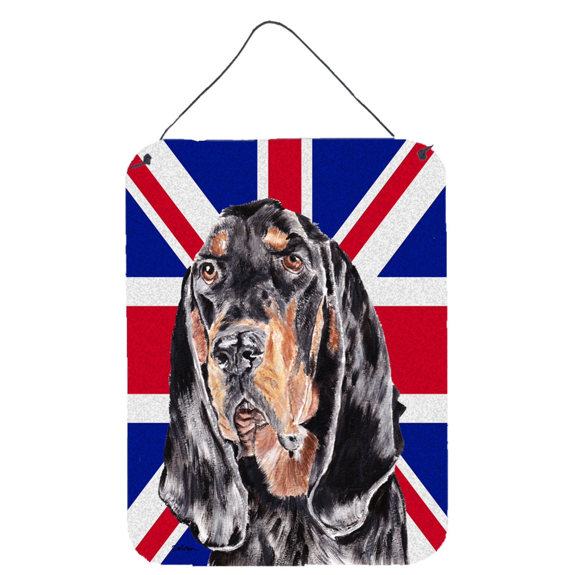 'Caroline'S Treasures Black And Tan Coonhound With Engish Union Jack British Flag Wall Or Door Hanging Prints, 16'''' X 12'''''