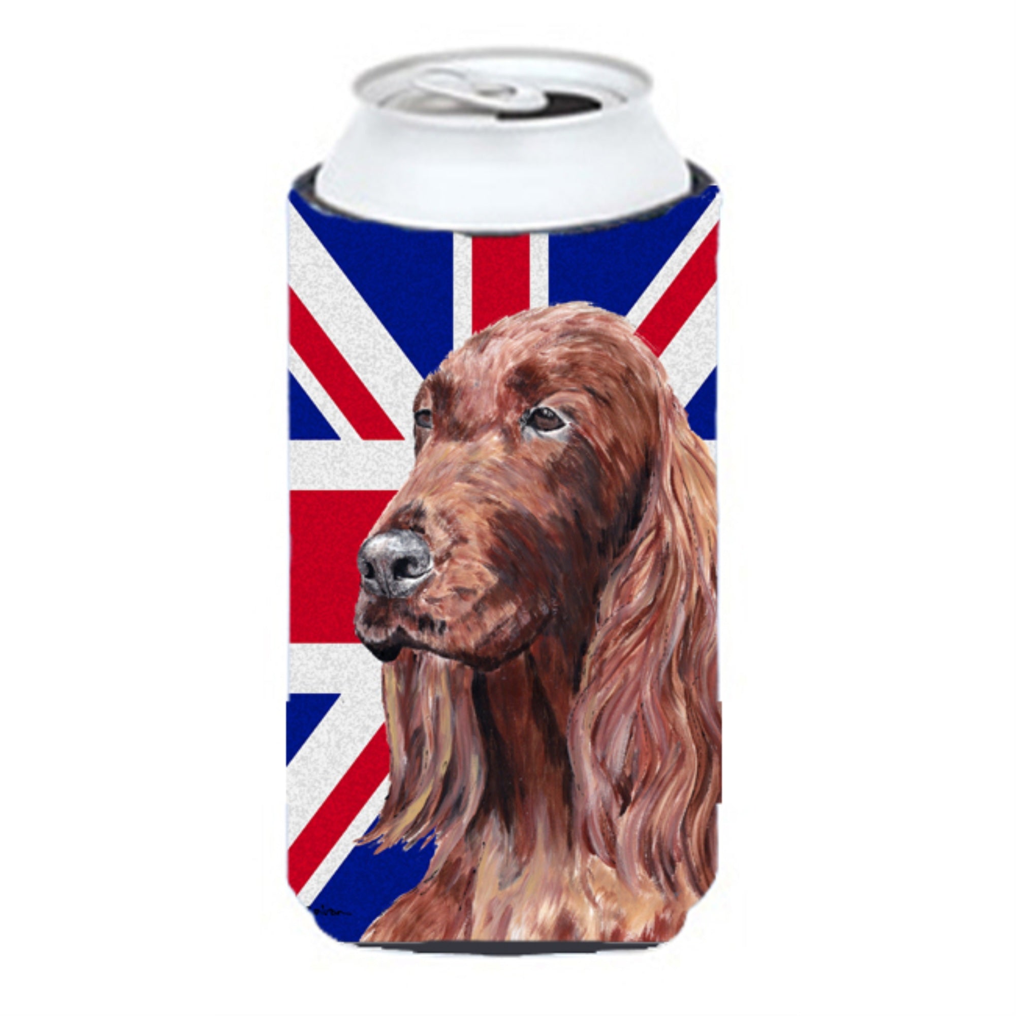 Irish Setter With Engish Union Jack British Flag Tall Boy Beverage Insulator Hugger Sc9870Tbc