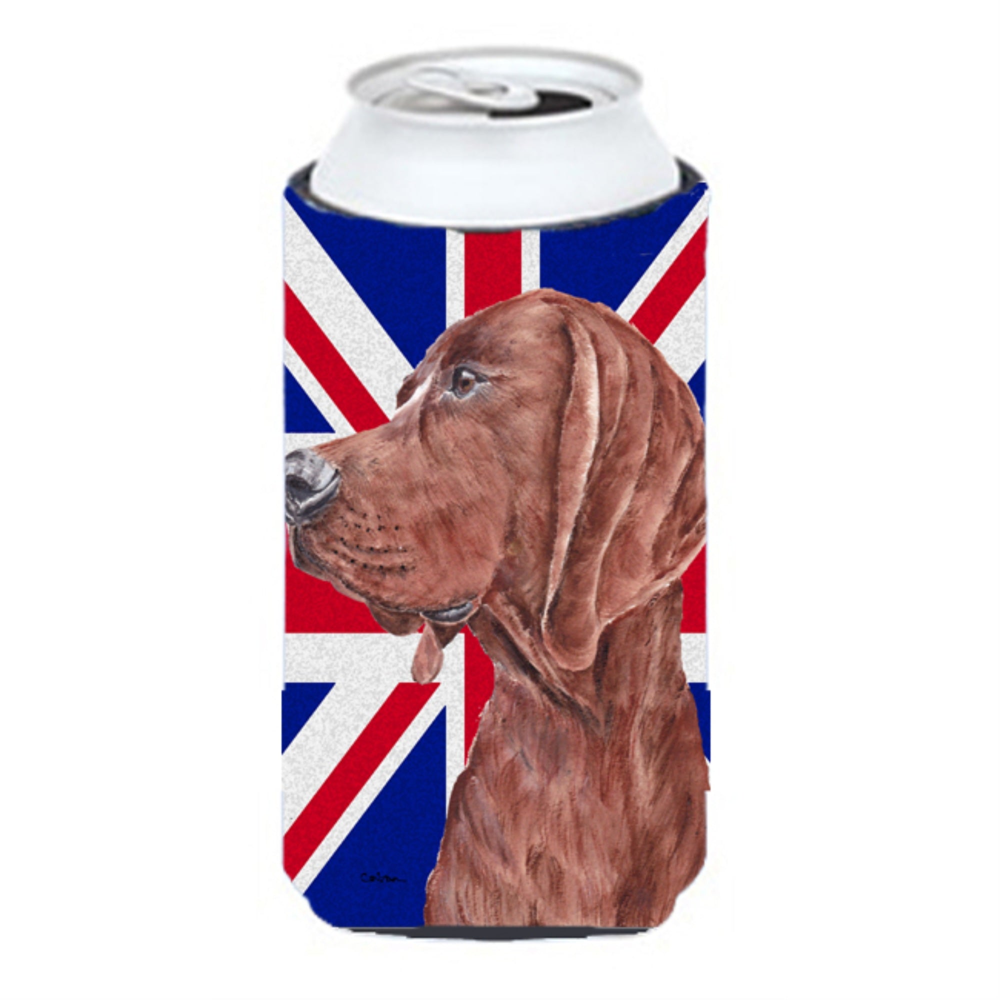 Redbone Coonhound with English Union Jack British Flag Tall Boy Beverage Insulator Hugger SC9880TBC