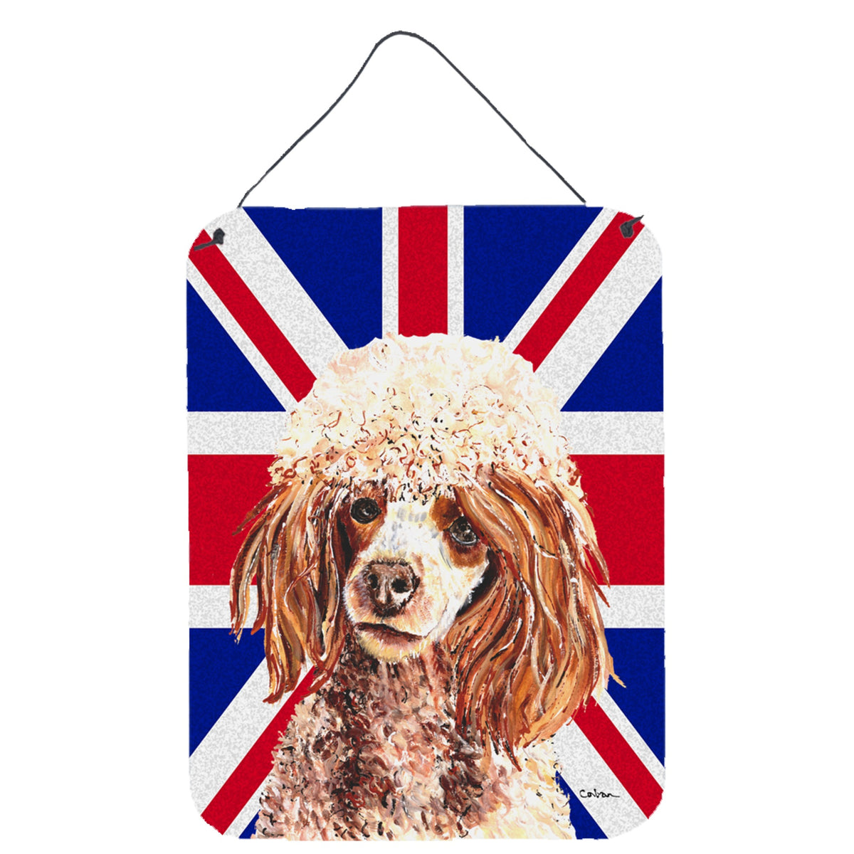 'Caroline'S Treasures Red Miniature Poodle With English Union Jack British Flag Wall Or Door Hanging Prints, 16'''' X 12''''''