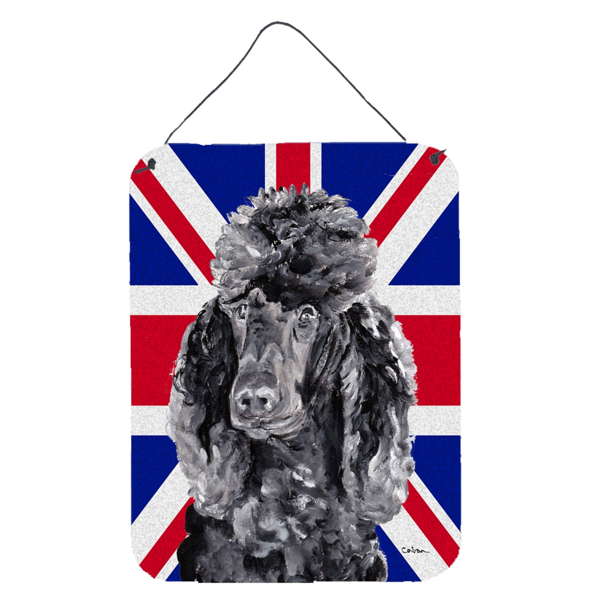 'Caroline'S Treasures Black Standard Poodle With English Union Jack British Flag Wall Or Door Hanging Prints, 16'''' X 12''''''