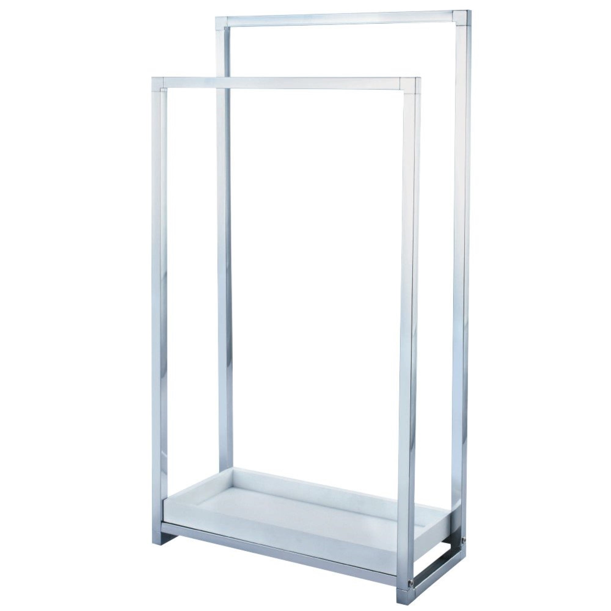 Kingston Brass Scc8261 Edenscape Pedestal 2-Tier Steel Construction Towel Rack With Wooden Case, Polished Chrome