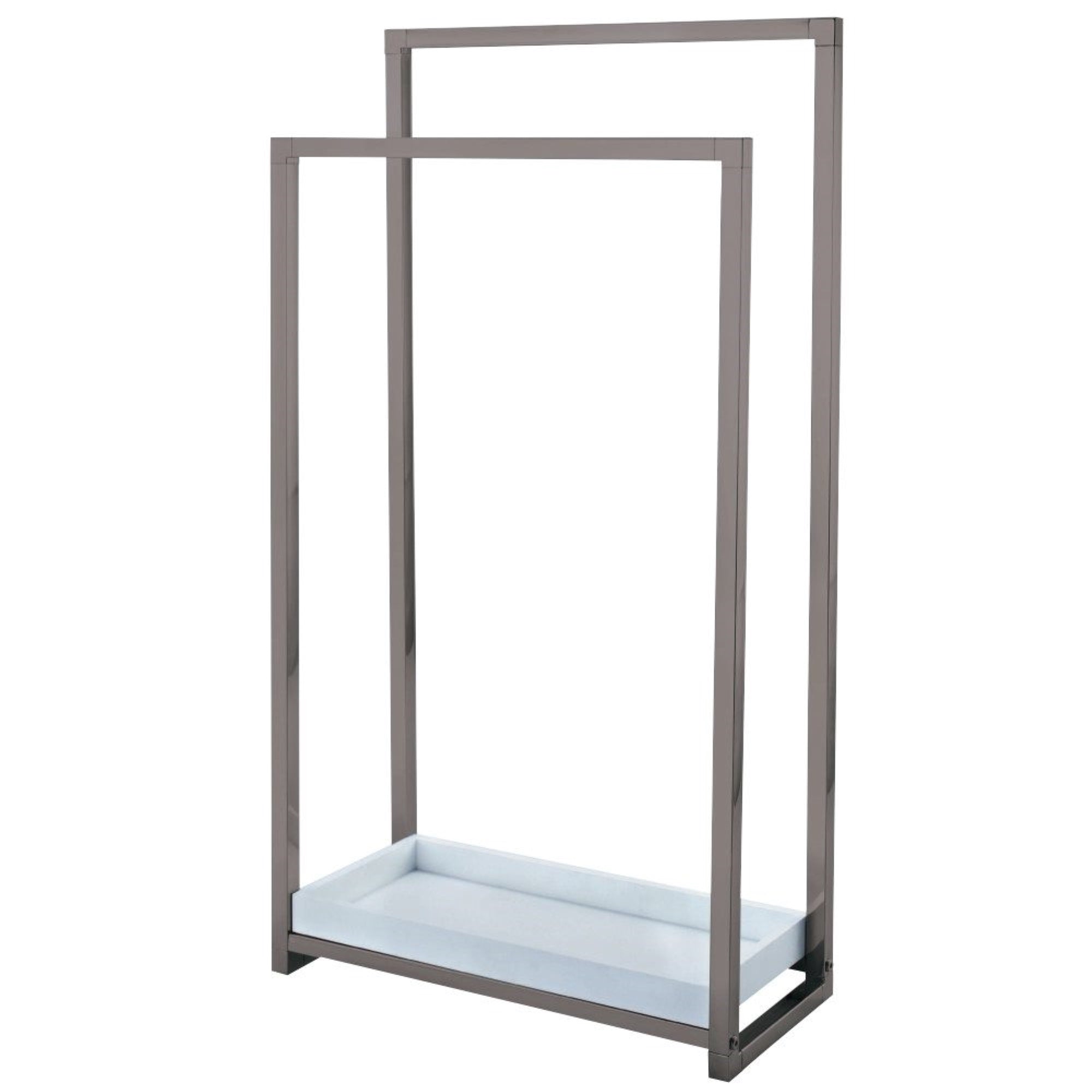 Kingston Brass Scc8268 Edenscape Pedestal 2-Tier Steel Construction Towel Rack With Wooden Case, Brushed Nickel