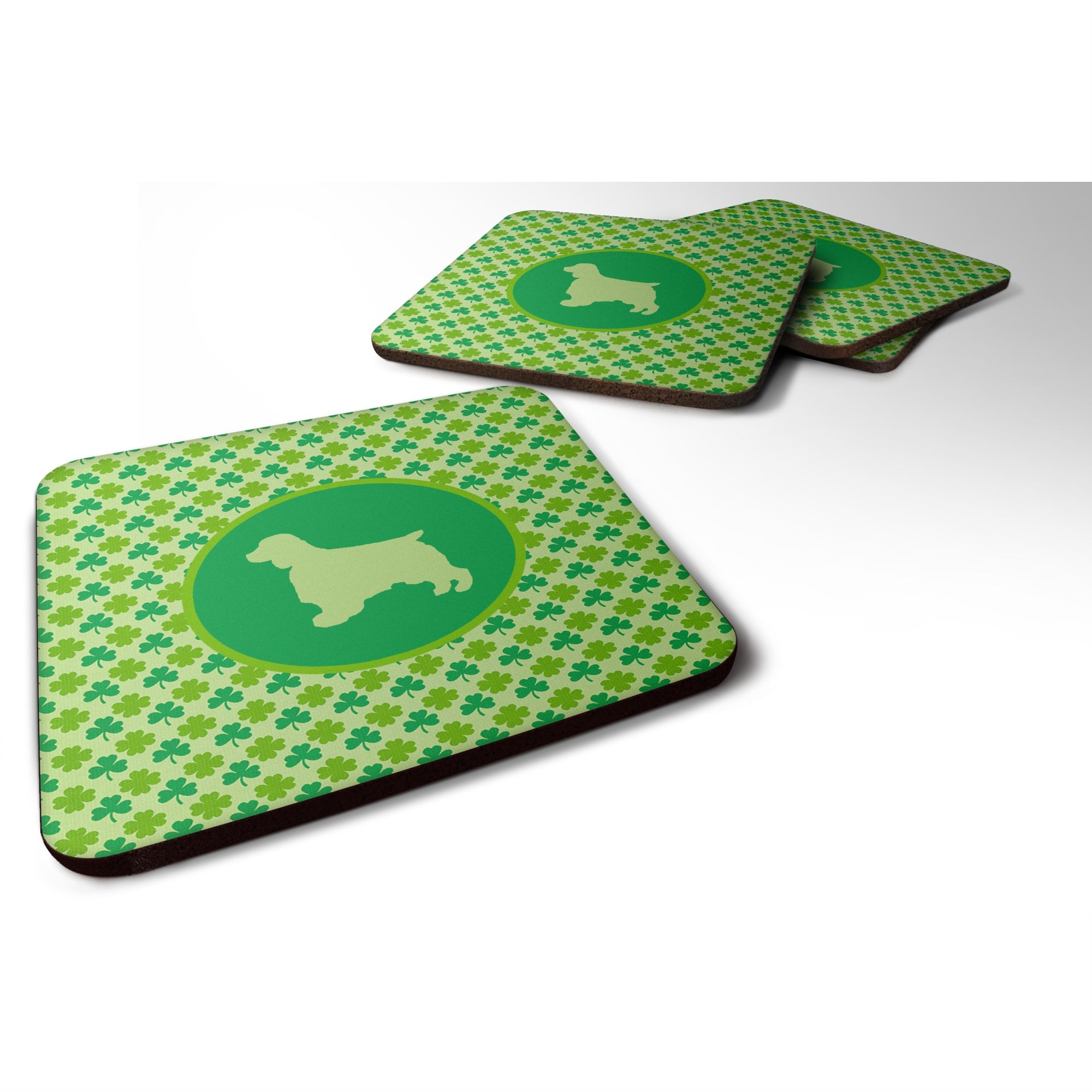 Carolines Treasures SDK1064CFC Welsh Springer Spaniel Lucky Shamrock Foam Coasters (Set of 4) 3.5 H x 3.5 W Multicolor