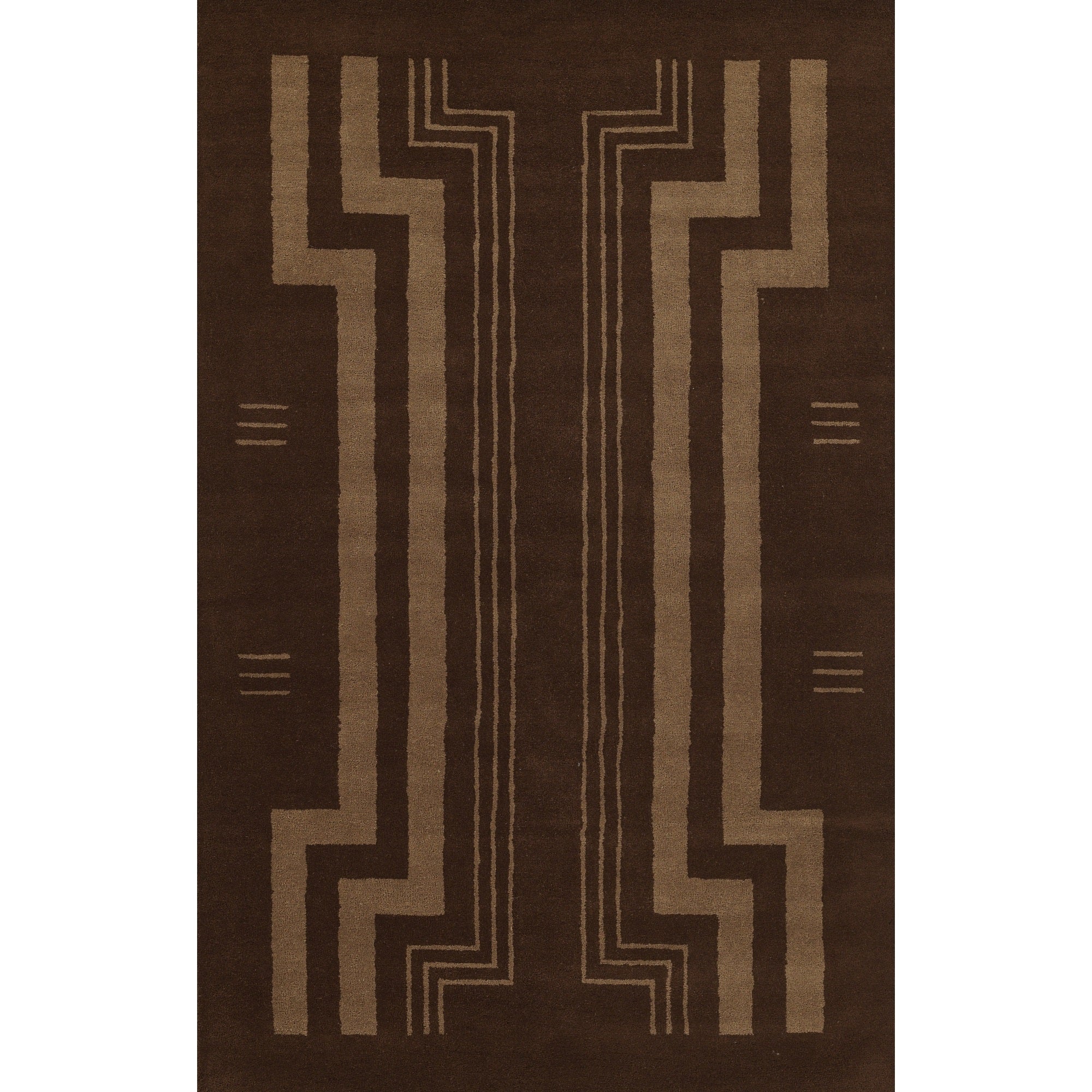 Momeni Simba Hand Tufted Wool Geometric Area Rug, Brown, 8 X 10