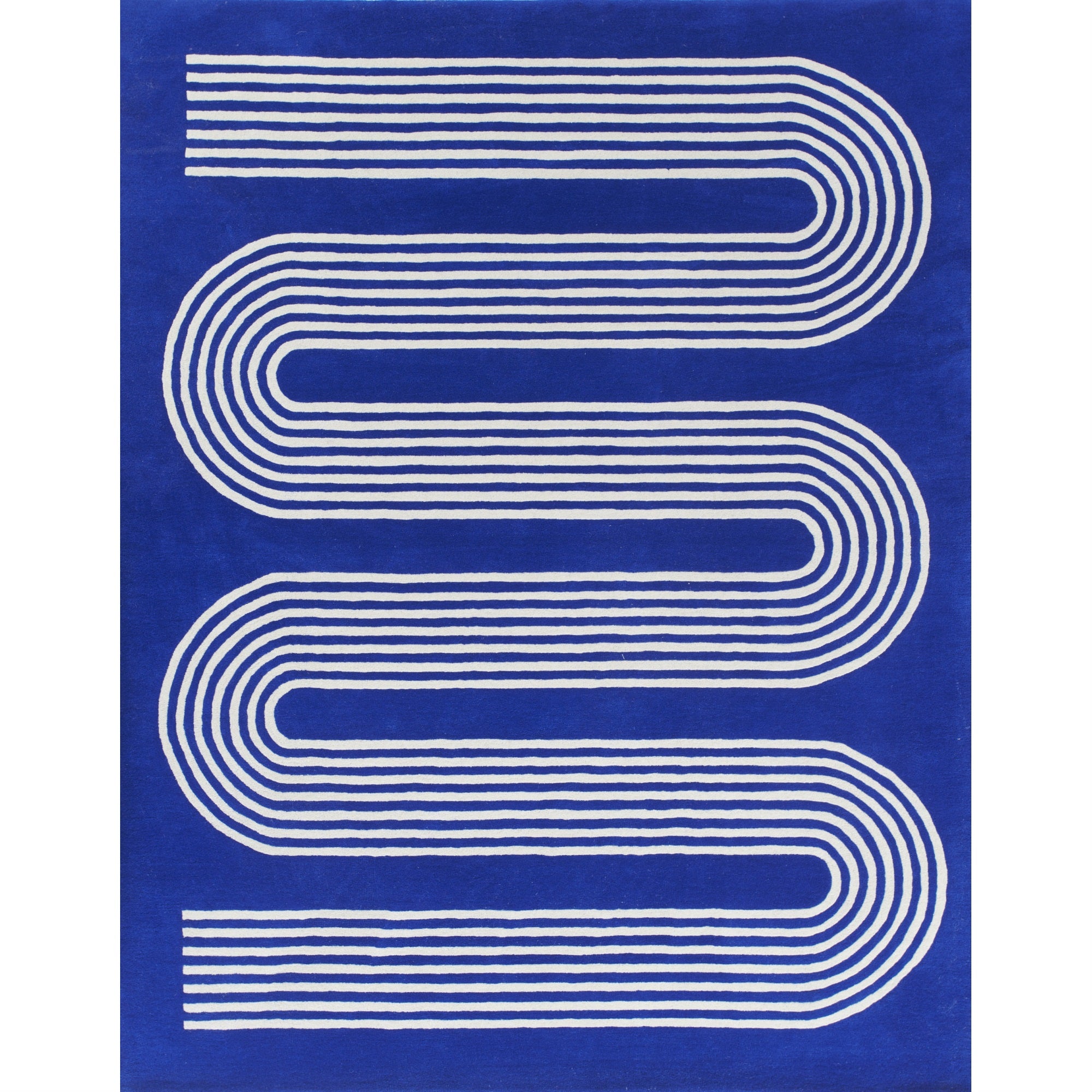 Momeni Simba Hand Tufted Wool Geometric Area Rug, Cobalt, 8 X 10