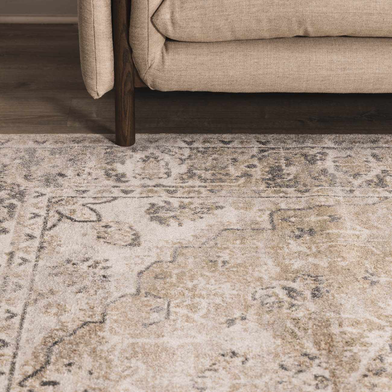 Rudo Beige Flat Pile Washable Rug