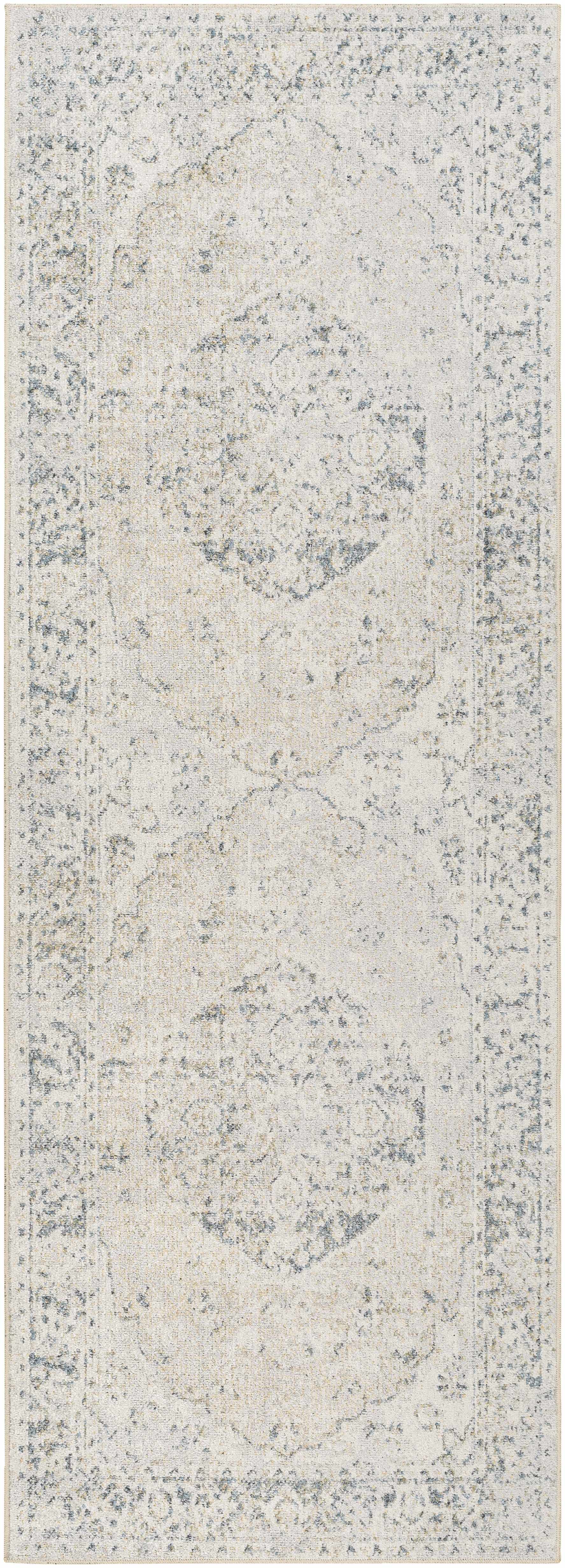 Rudo Cream Washable 7ft Runner Rug