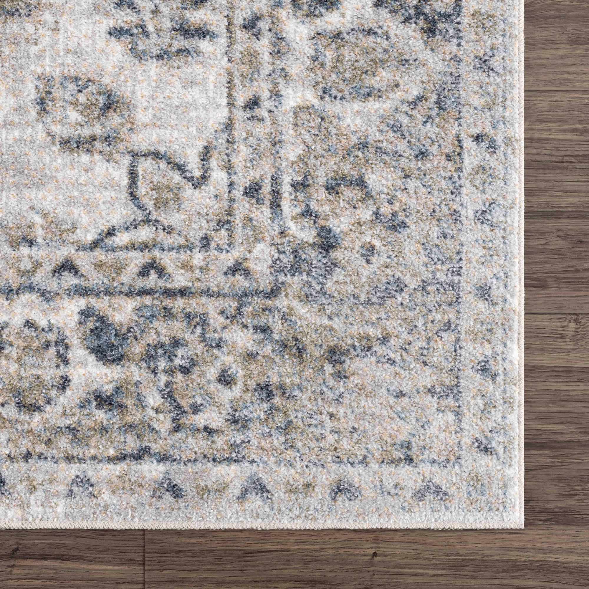 Rudo Blue Washable 7ft Runner Rug