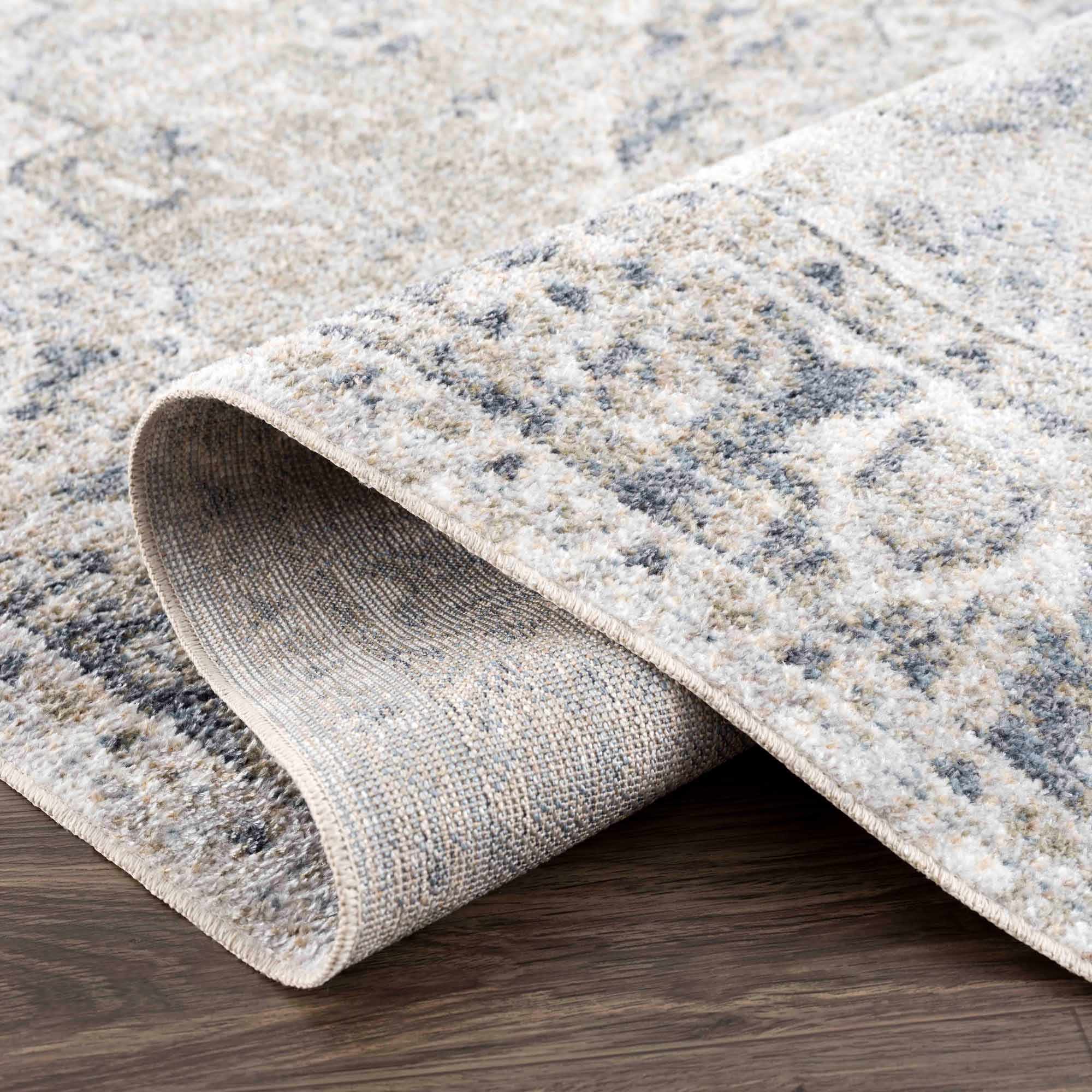 Rudo Blue Washable 7ft Runner Rug