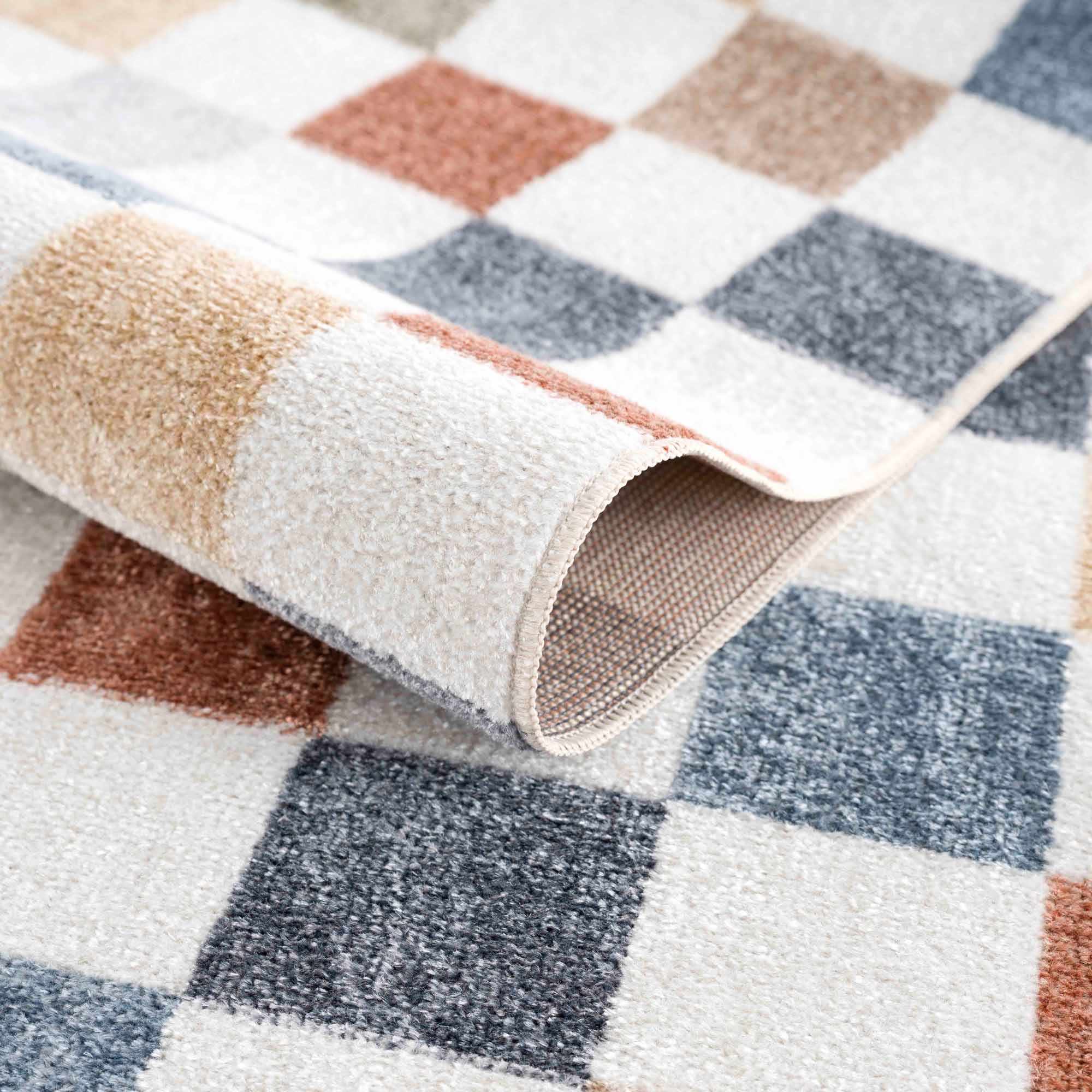 Alie Colorful Checkered Washable Runner Rug