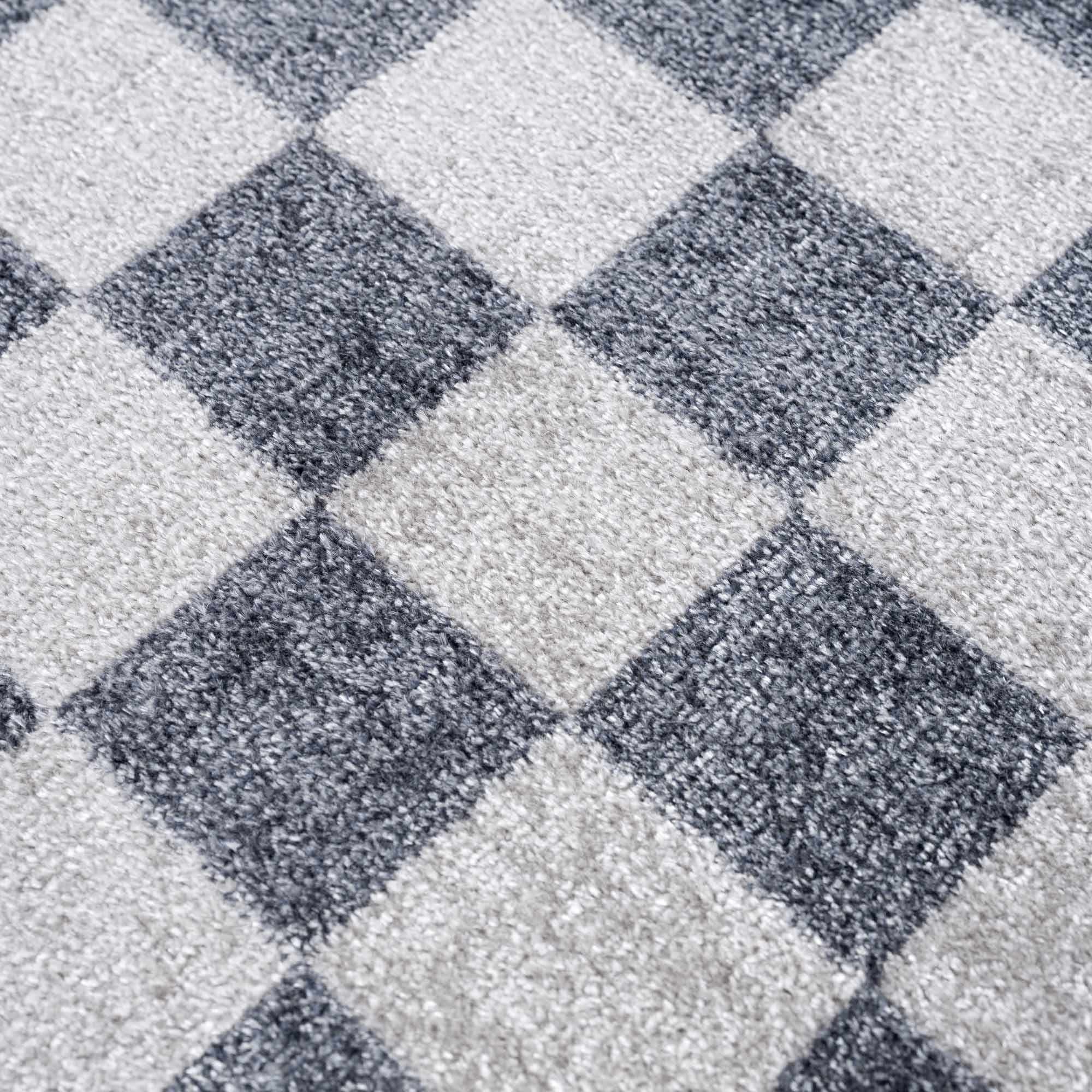 Alie Gray Checkered Washable Runner Rug