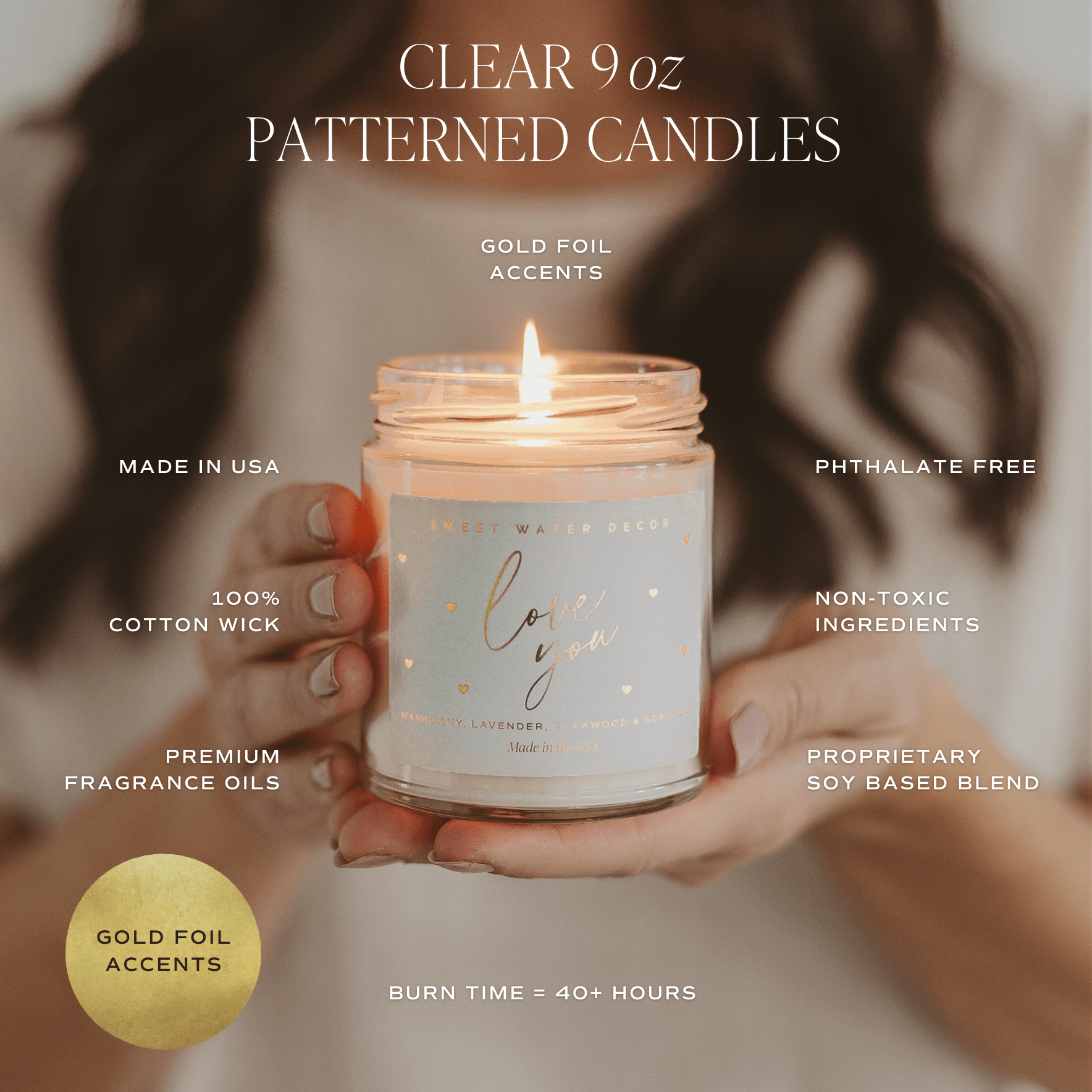 Something Blue Soy Candle - Clear Jar - 9 oz
