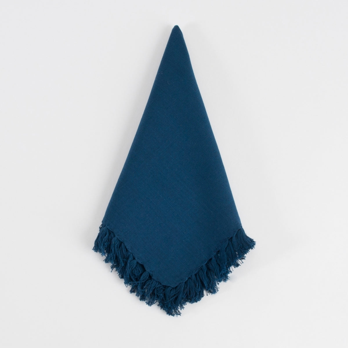 SARO 1234.NB20S 20 in. Square Fringed Design Napkins - Navy Blue  Set of 4