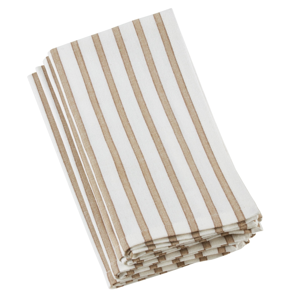 SARO 519.N20S 20 in. Square Cotton Napkins with Cheerful Striped Design  Natural  Set of 4