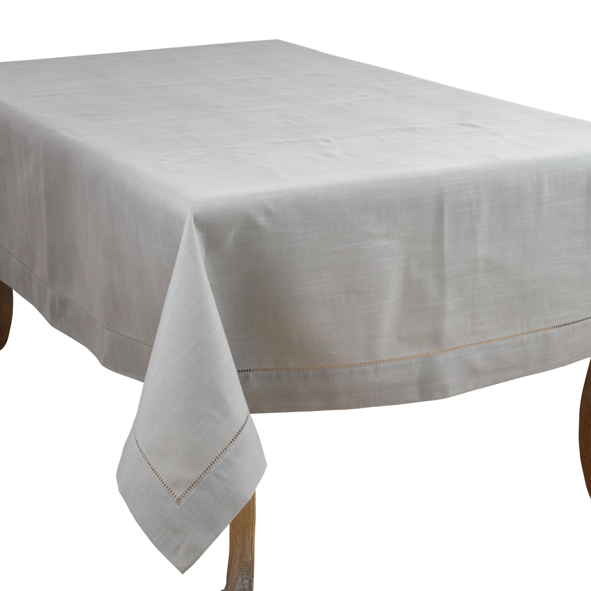 SARO 6302.GY70160B 70 x 160 in. Rectangle Classic Hemstitch Border Tablecloth  Grey