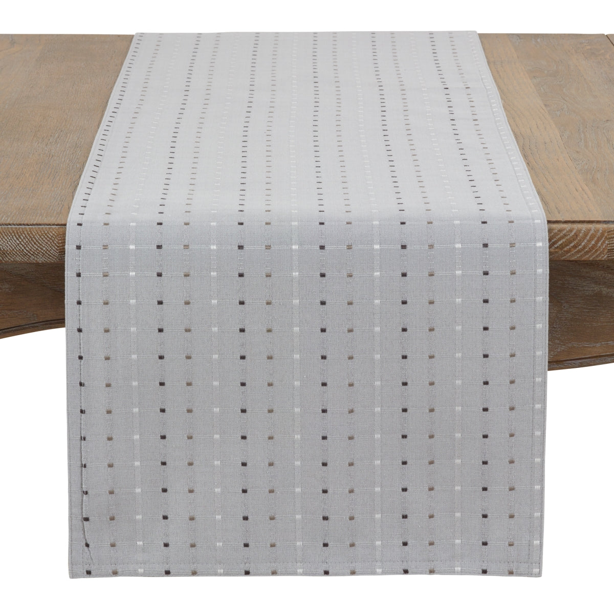 SARO 2136.GY1672B Square Stitched Table Runner  Grey