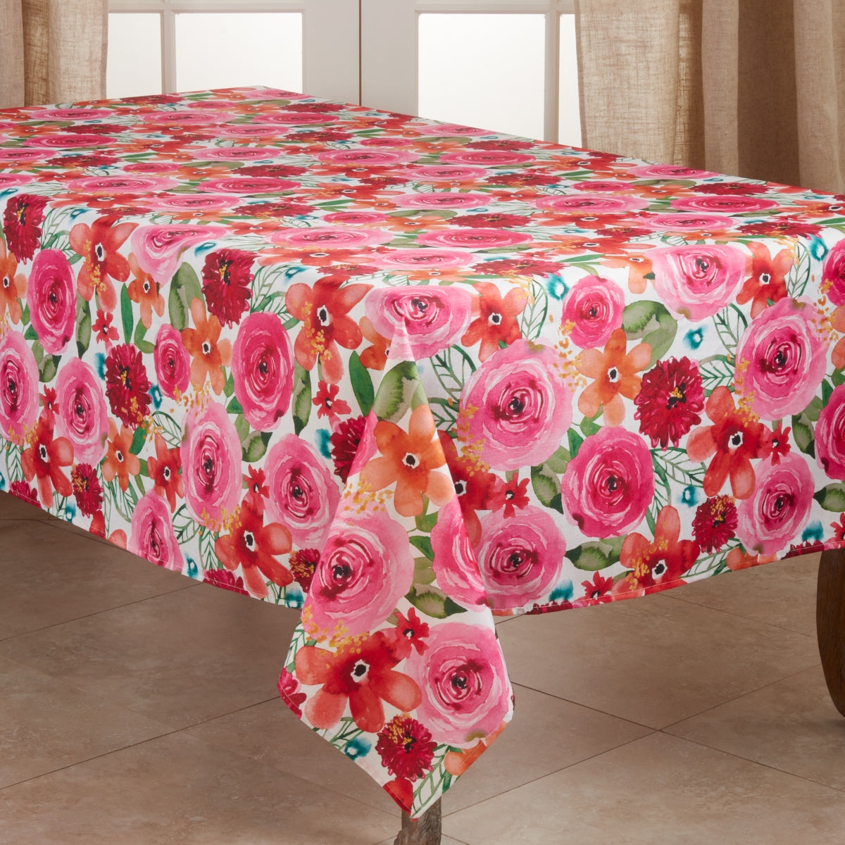 SARO 3233.M65120B 65 x 120 in. Oblong Casual Tablecloth with Floral Design