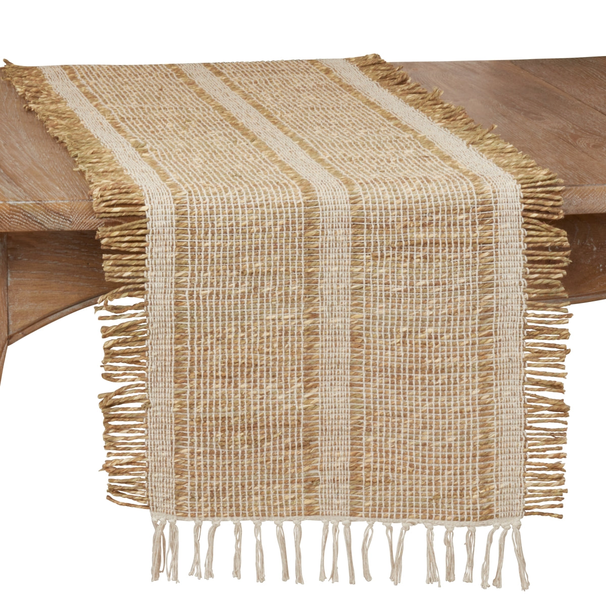 SARO 848.N1672B Natural Table Runner with Asiatic Grass Design