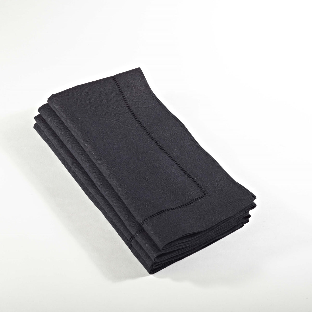 SARO 6100C.BK20S 20 in. Square Hemstitched Dinner Napkin  Black  Set of 4