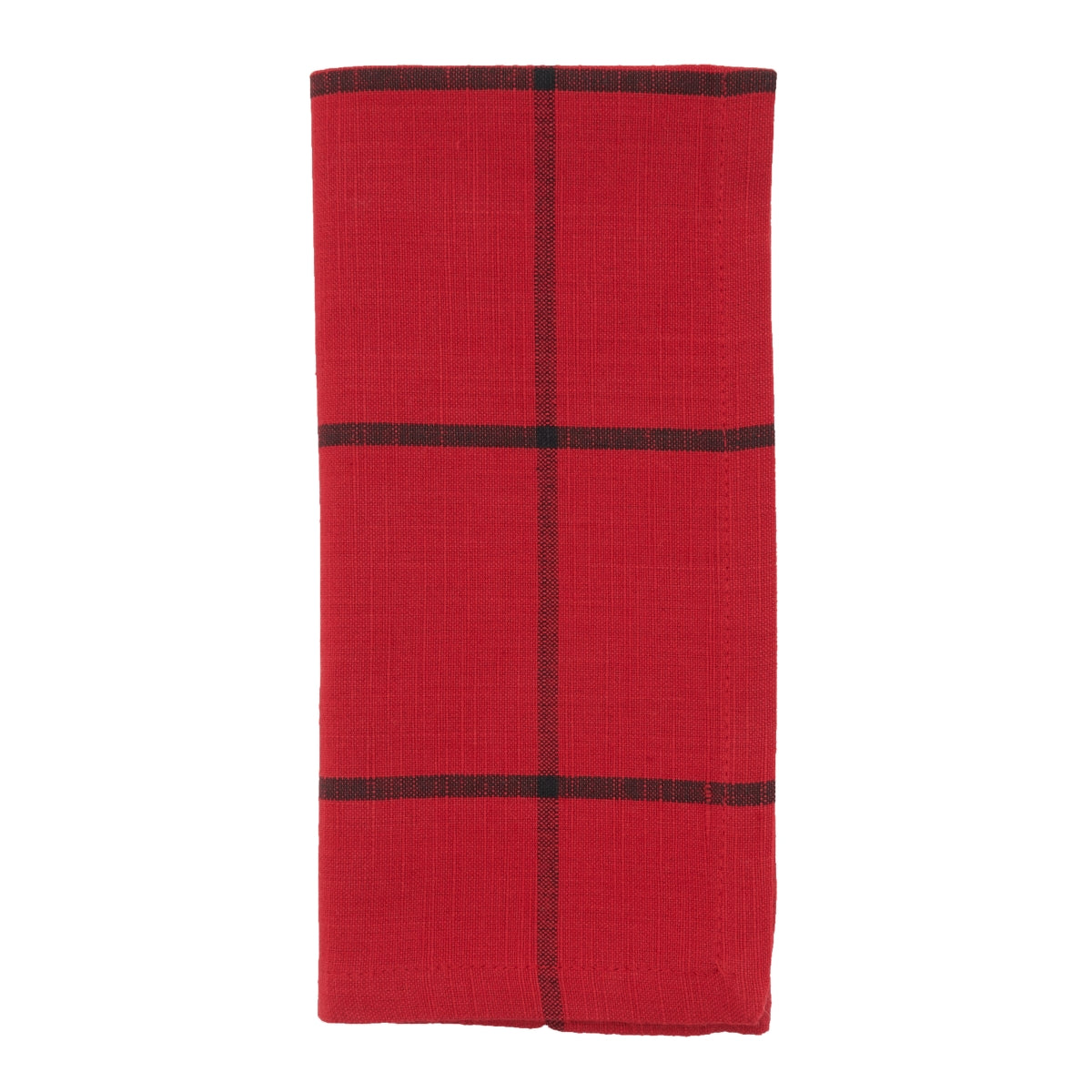 SARO 389.R20S Windowpane Plaid Table Napkins  Red  Set of 4