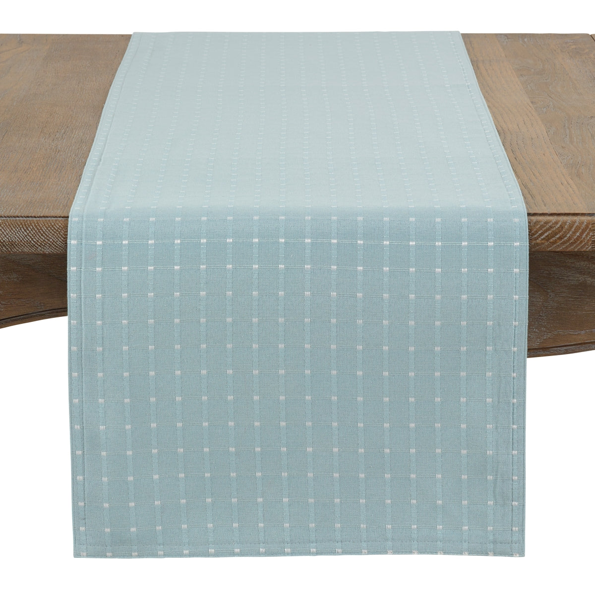 Saro Lifestyle 2136.A1690B 90 in. Square Stitched Line Table Runner  Aqua