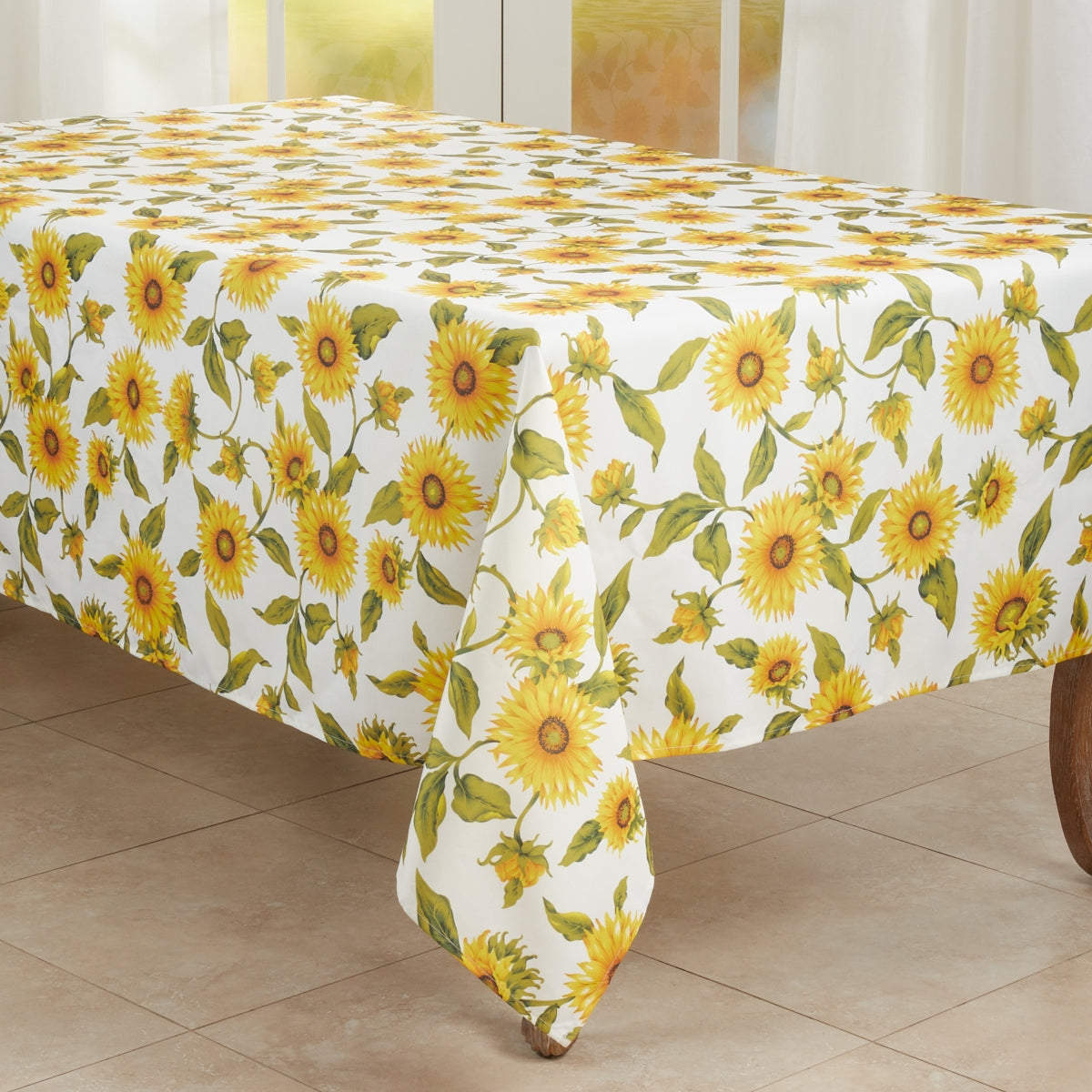 Saro Lifestyle 6248.Y5070B 50 ft. x 70 in. Sunflower Oblong Tablecloth, Yellow