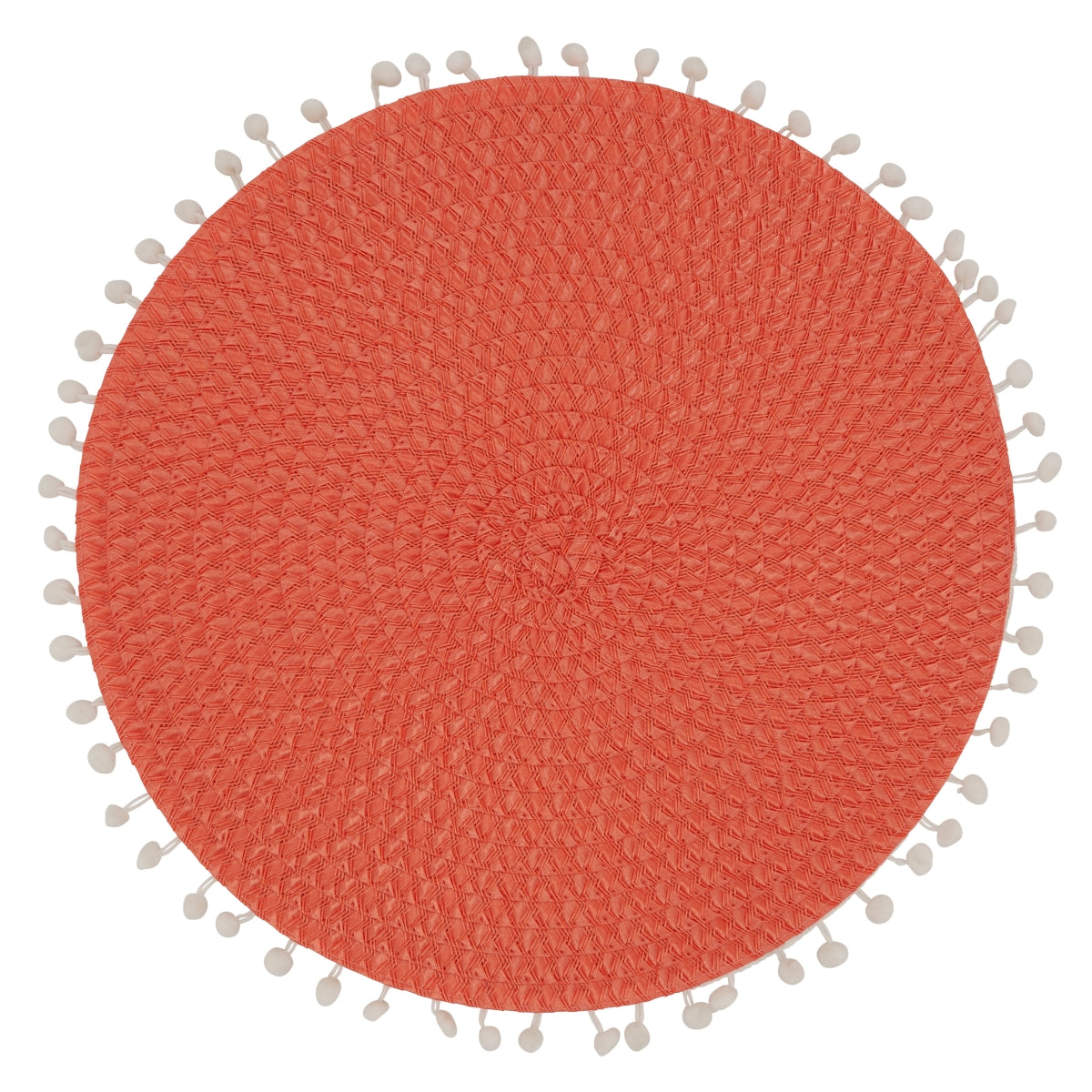 Saro Lifestyle 2802.PR15R 15 in. Pom Pom Round Placemat - Set of 4