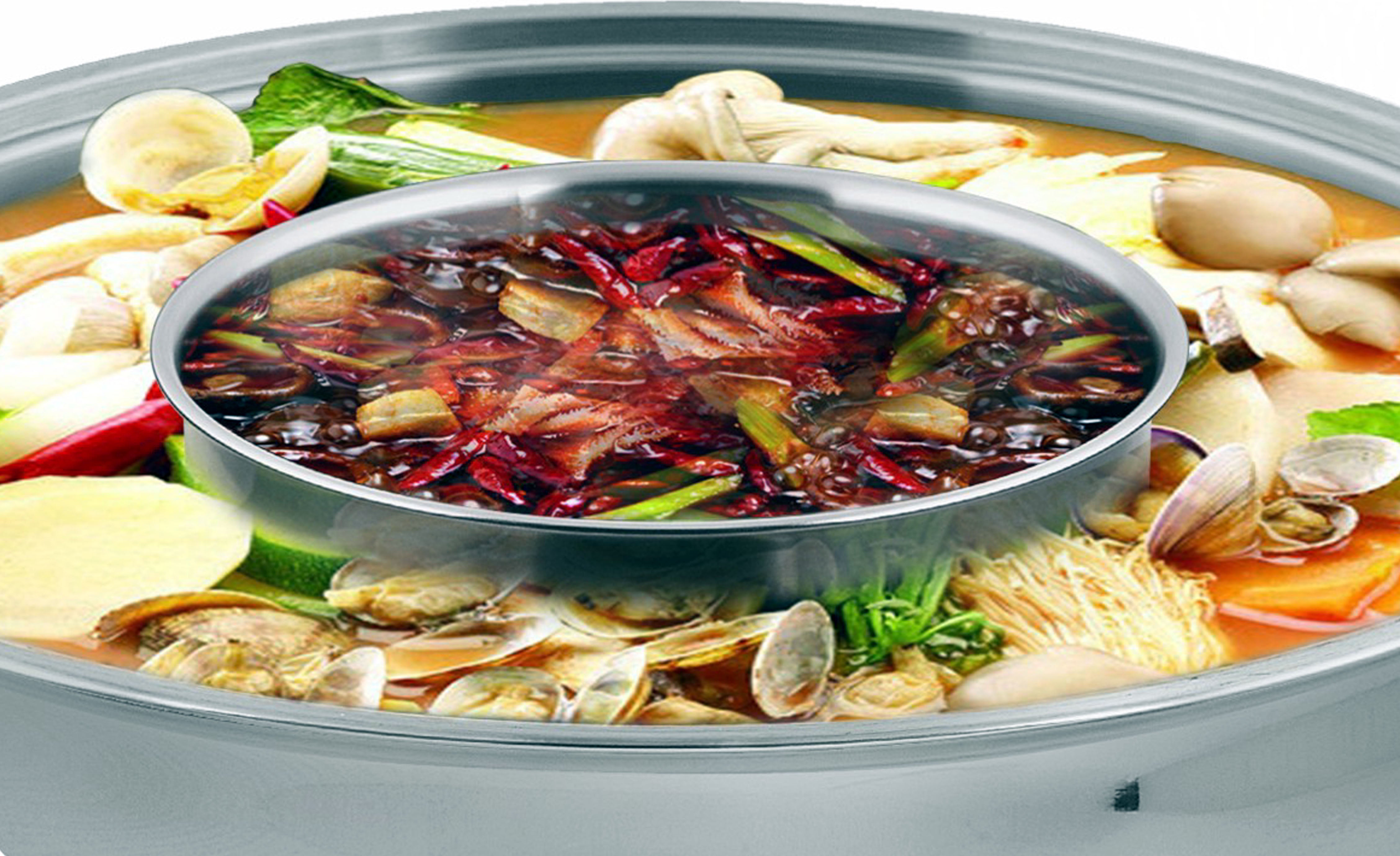 Electric Shabu Shabu Pot  5-quart Stainless Steel and Black