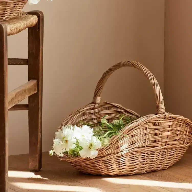 Handled Wicker Harvest Basket