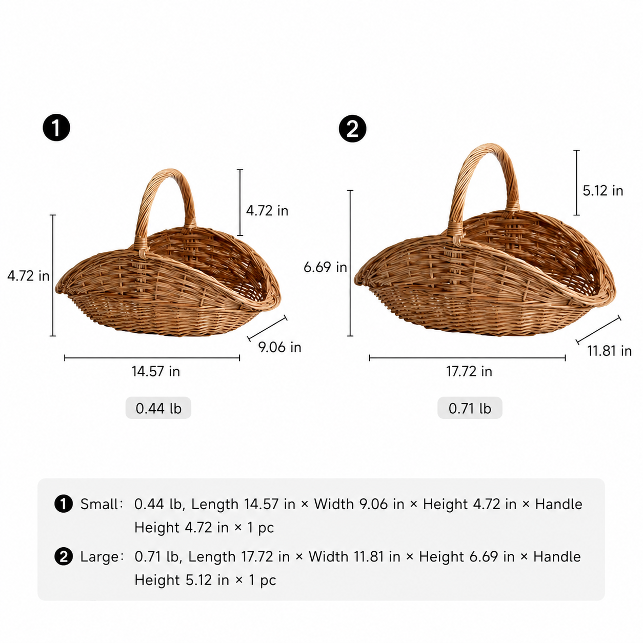 Handled Wicker Harvest Basket