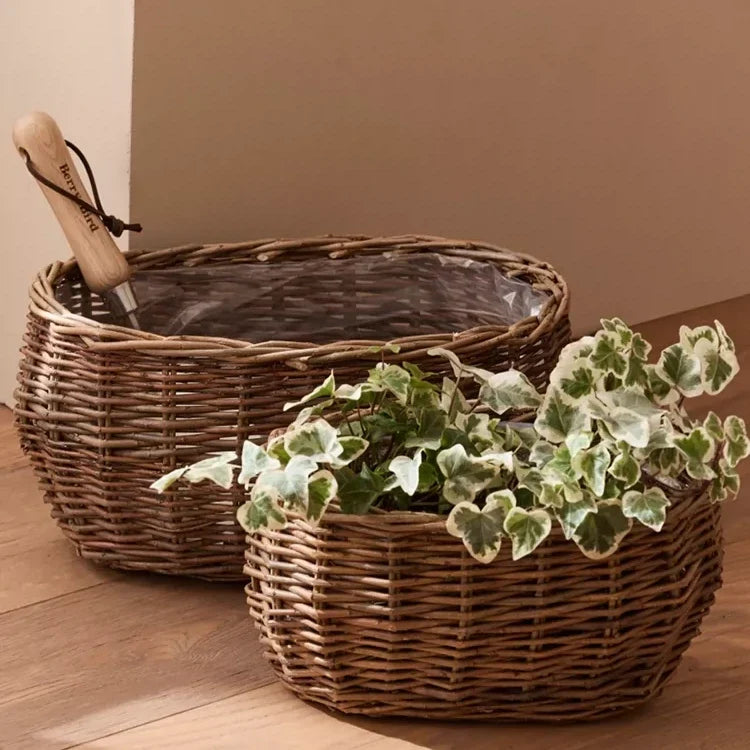 Oval Wicker Planter Basket