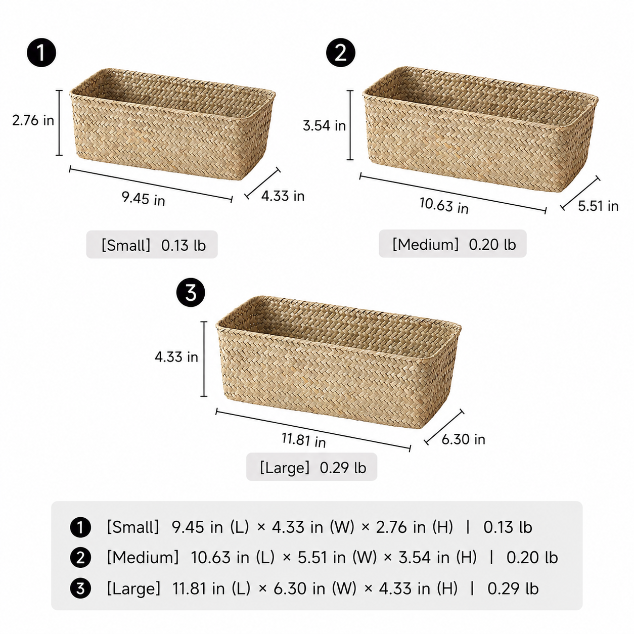 Rectangular Seagrass Organizer Basket