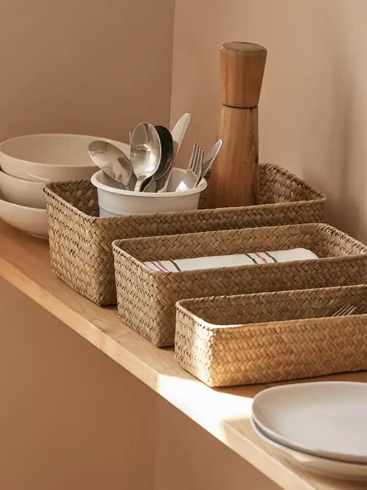 Rectangular Seagrass Organizer Basket