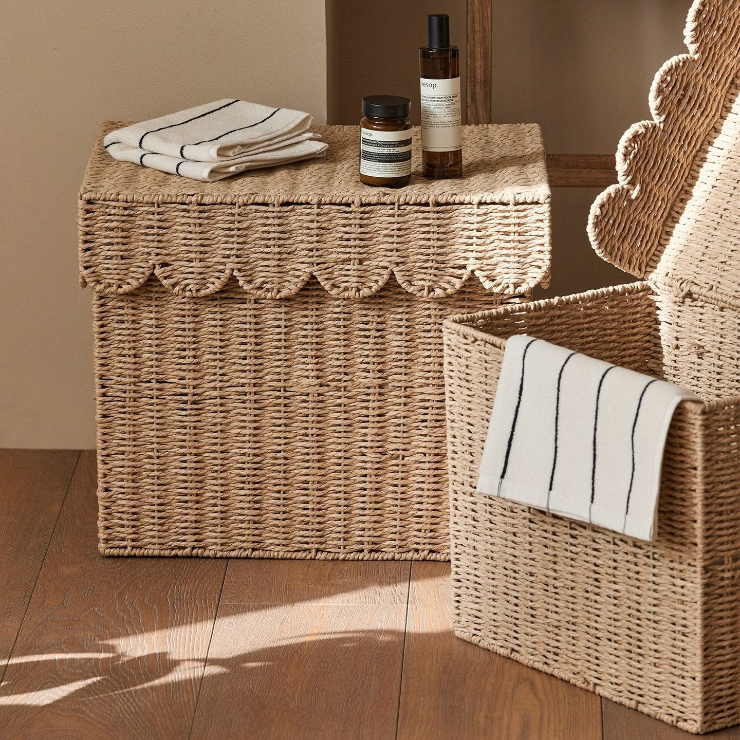 Scalloped Lidded Storage Basket