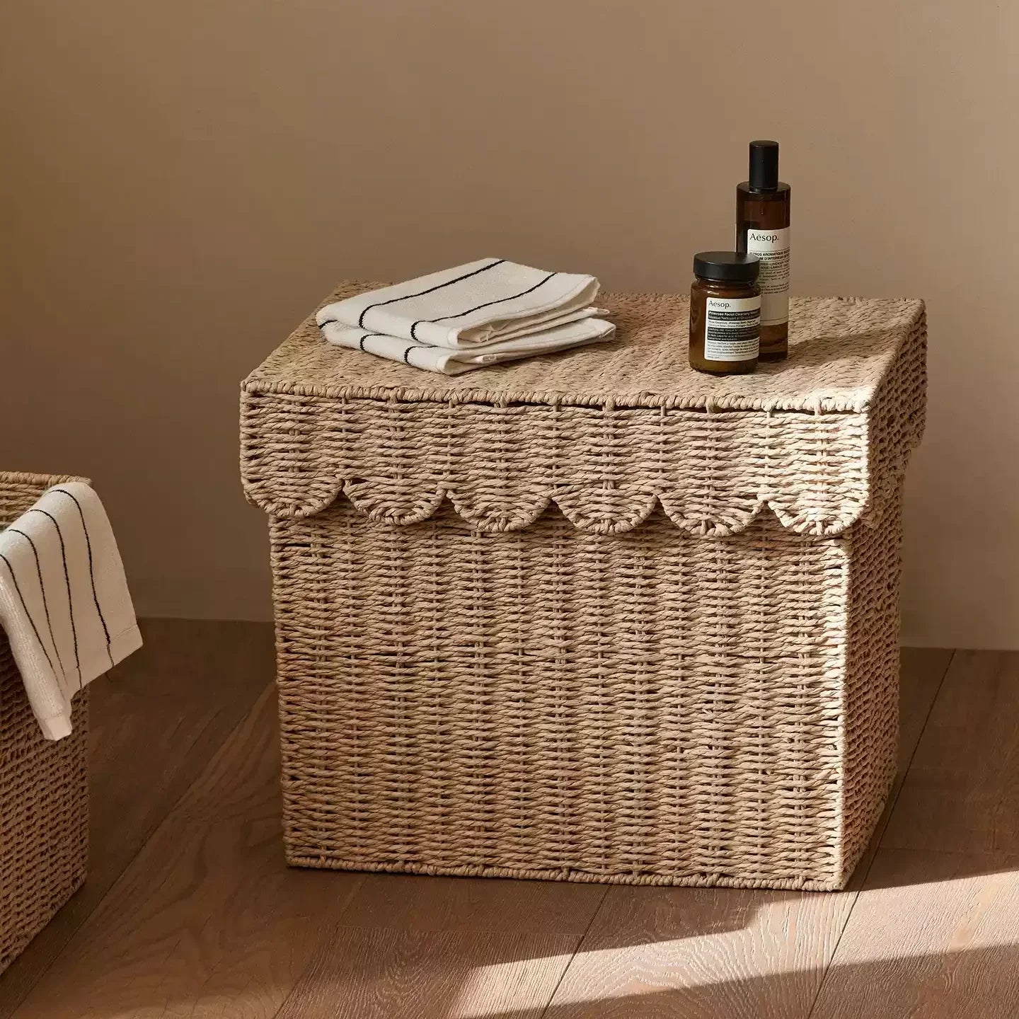 Scalloped Lidded Storage Basket